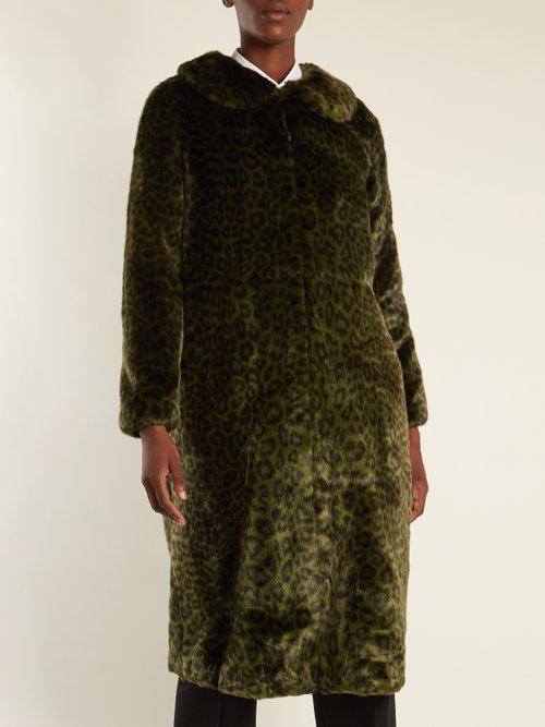 green leopard print coat