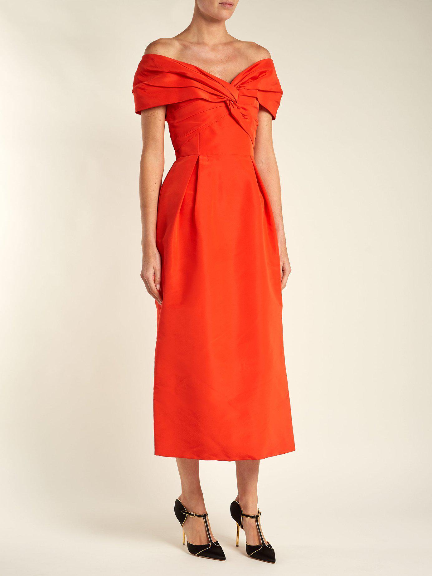 carolina herrera off the shoulder dress