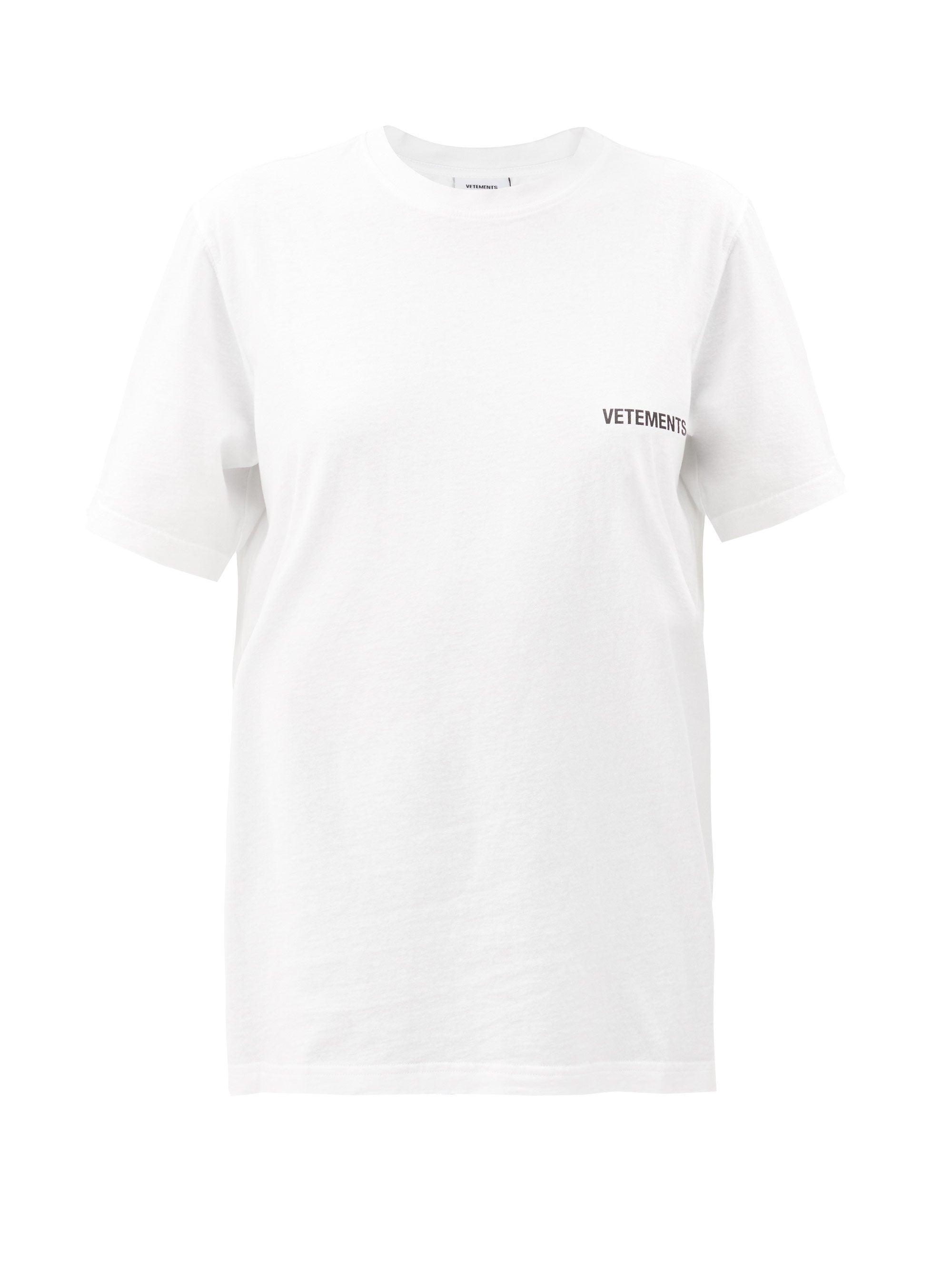 Vetements Front Back Logo-print Cotton-jersey T-shirt in White - Lyst