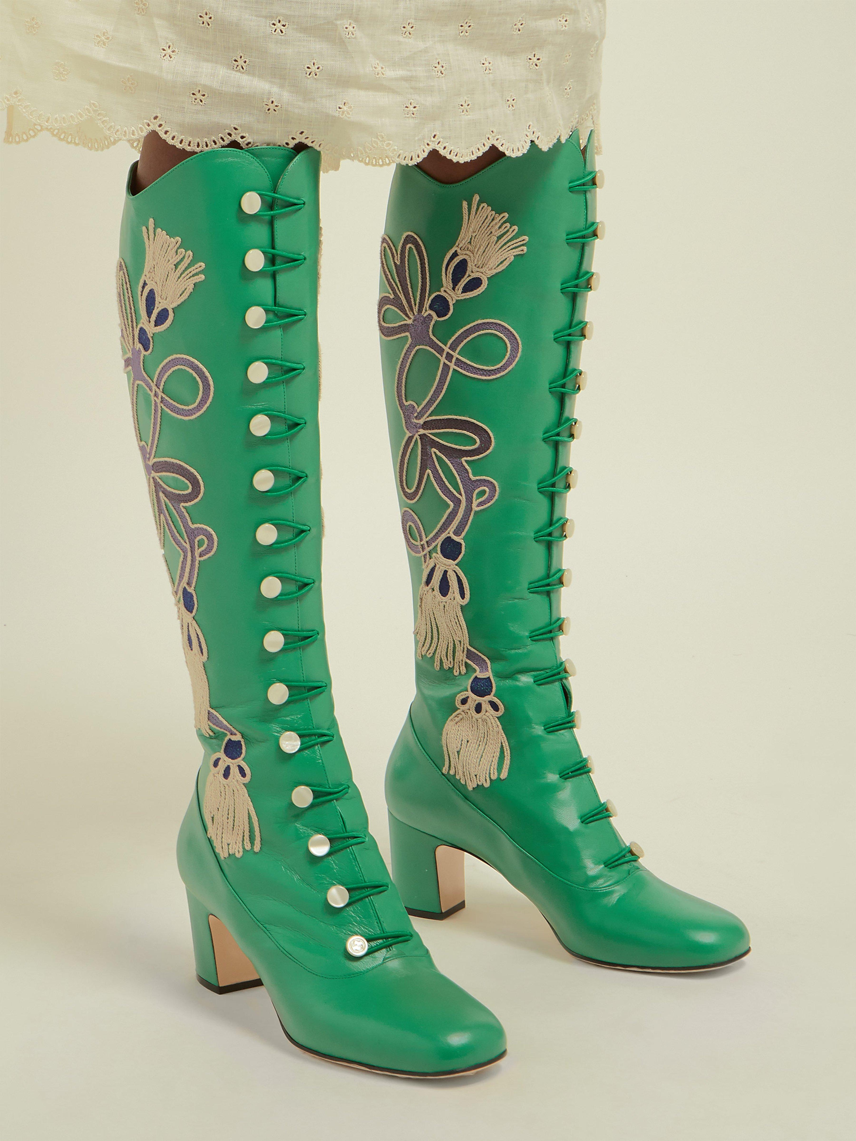 green gucci boots