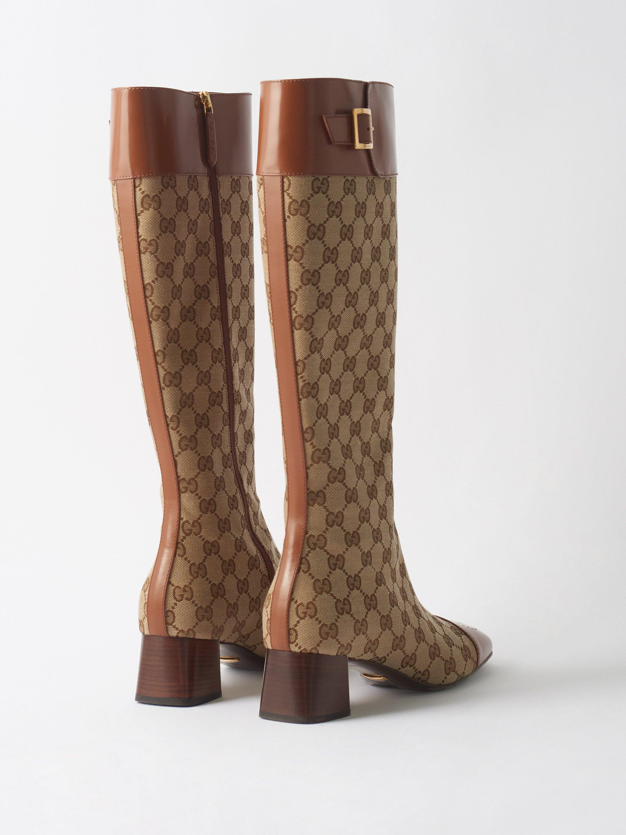 Gucci Ellis Gg-monogram Canvas Knee-high Boots in Natural