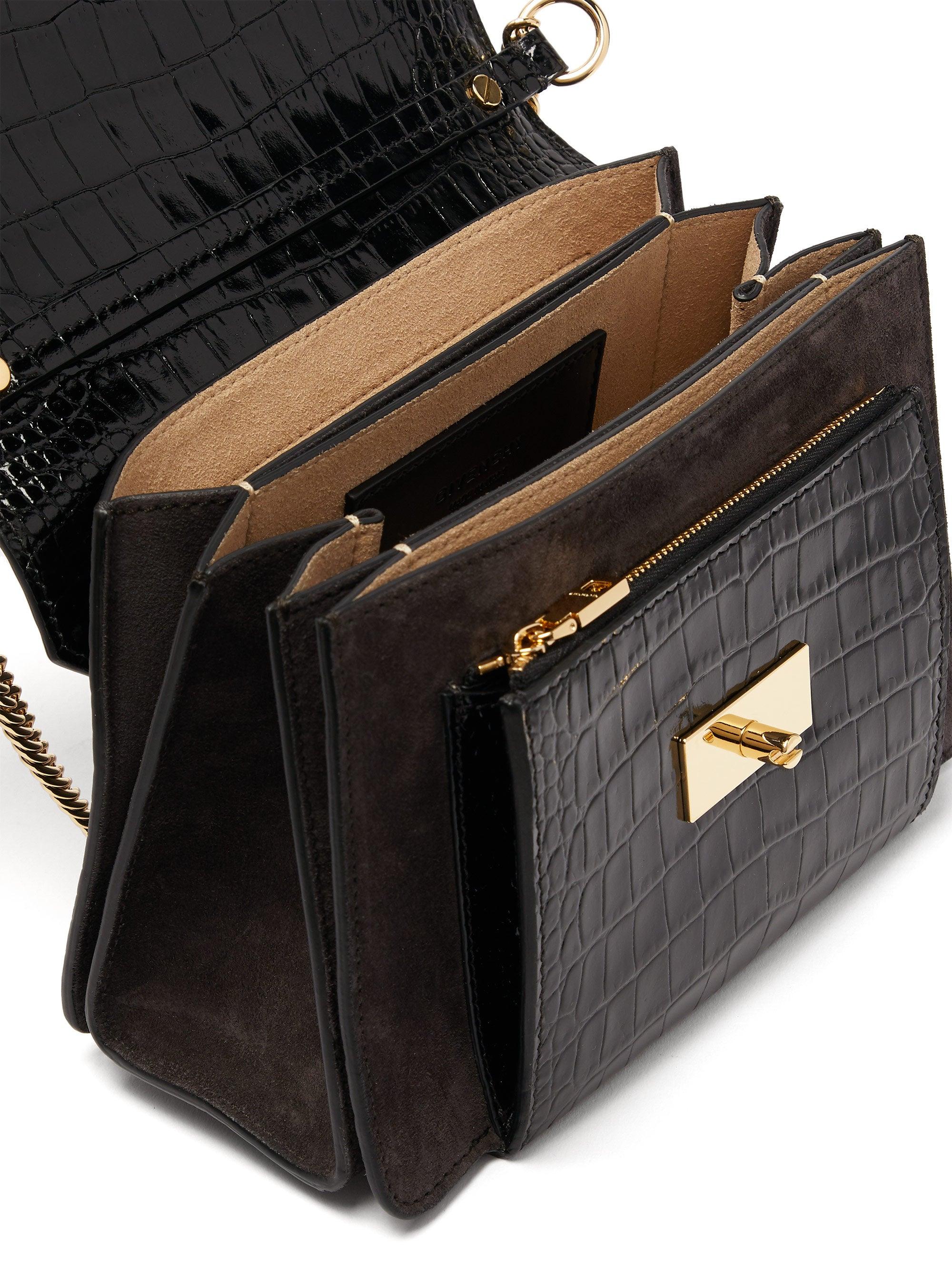 Givenchy Gv3 Small Crocodile effect Leather Cross body Bag in