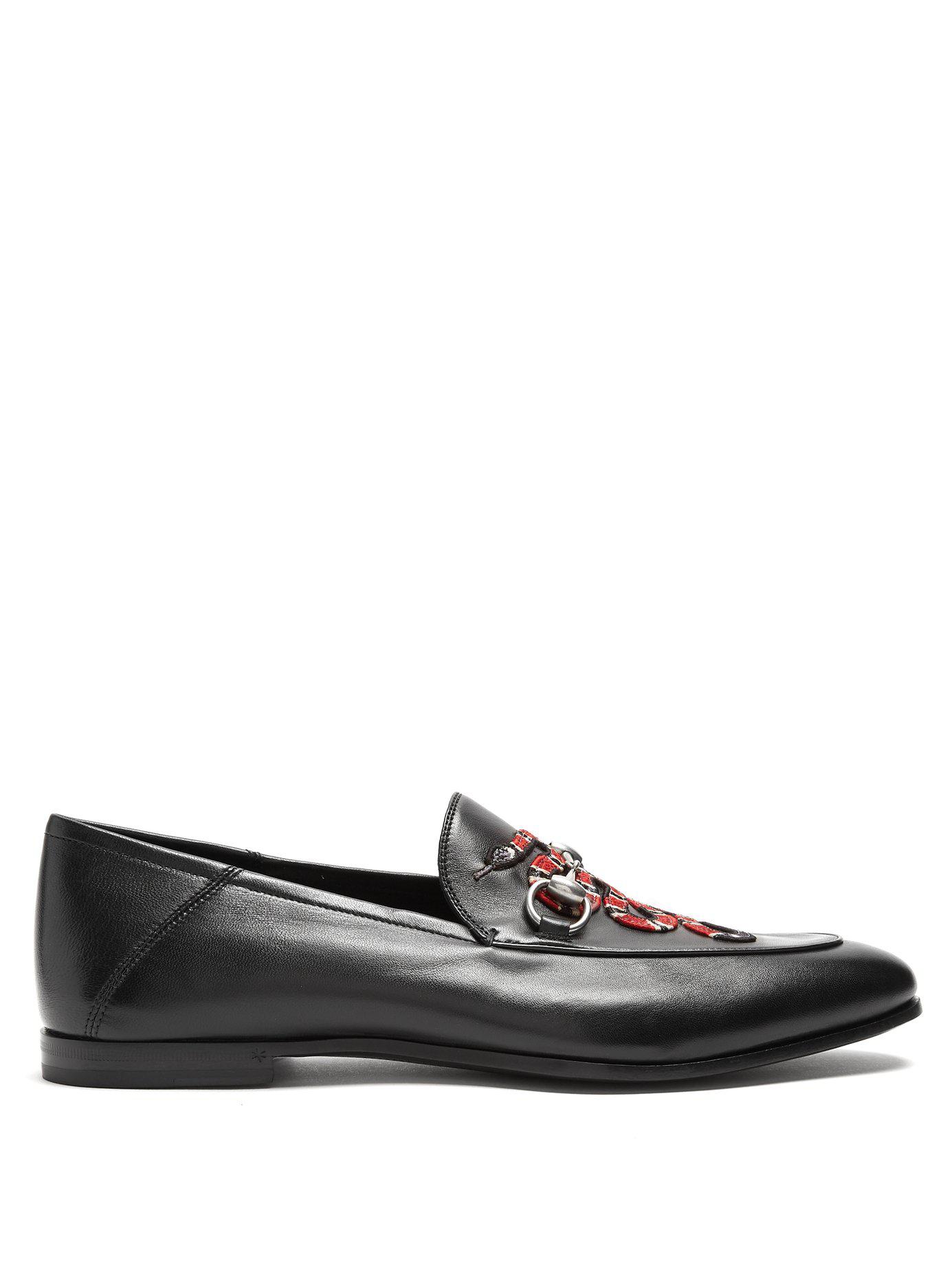 Gucci Snake-appliqué Leather Loafers in Black for Men Lyst