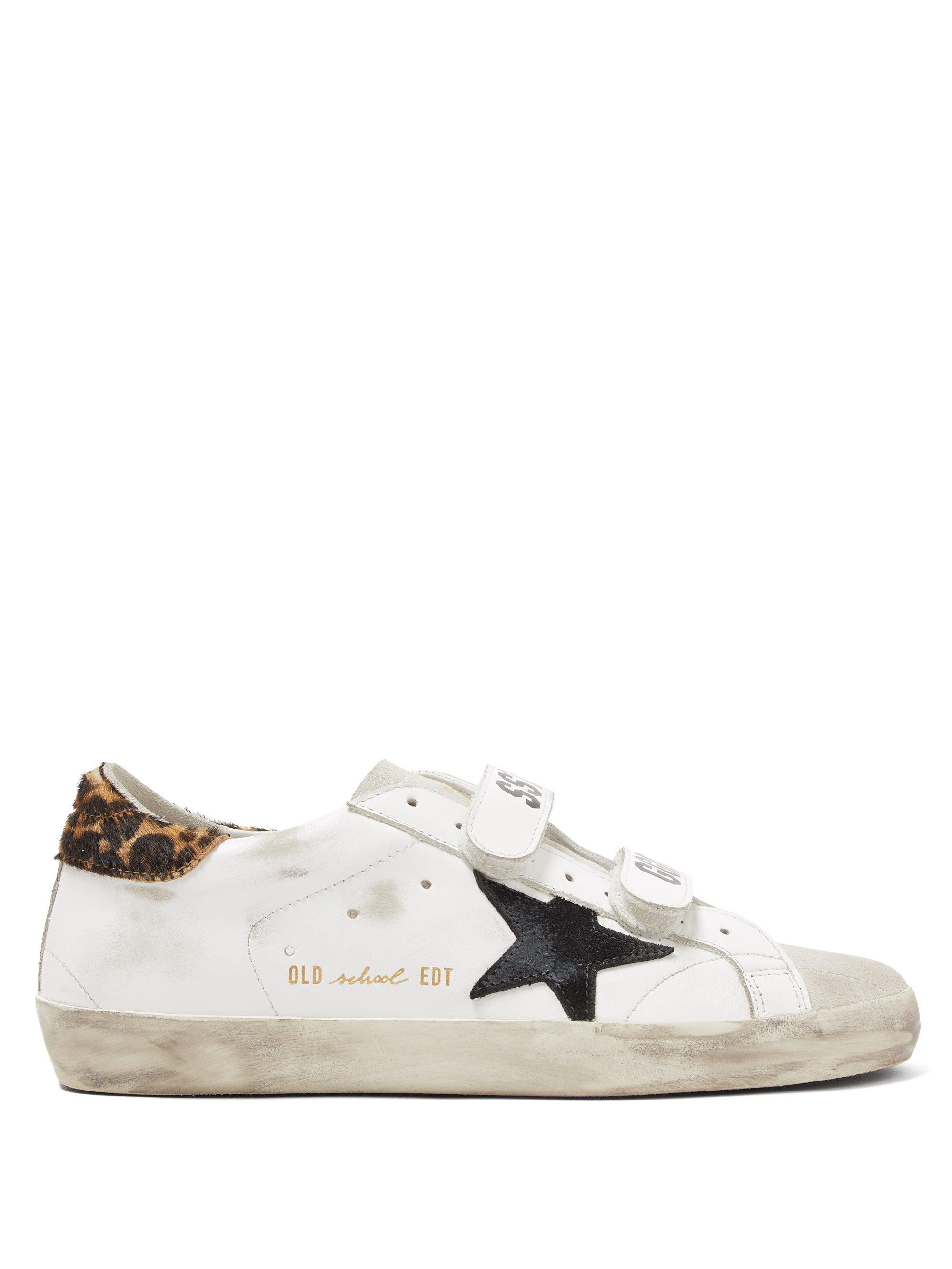 golden goose white leopard pony old school sneakers
