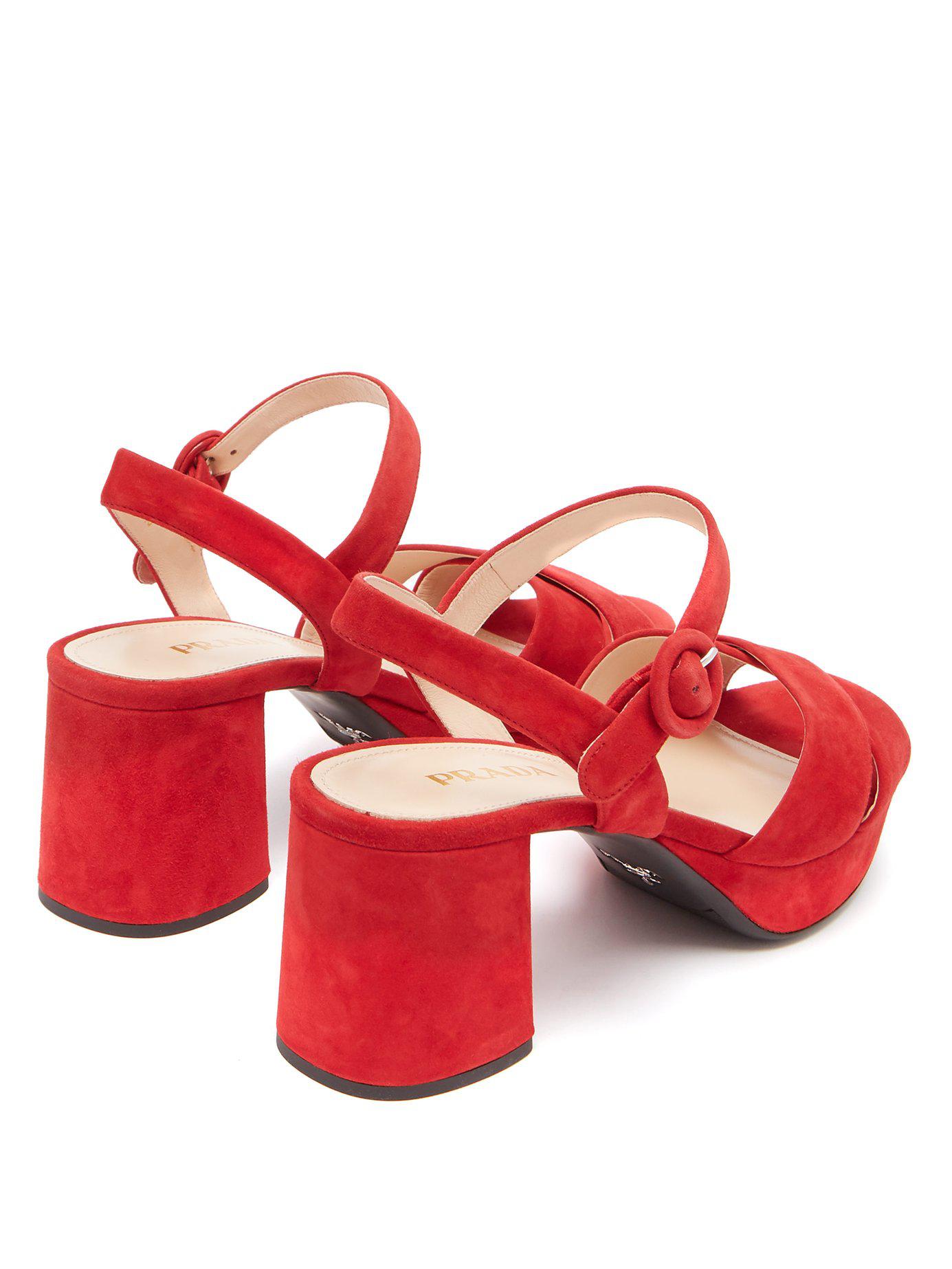 Prada red suede sandals 2025