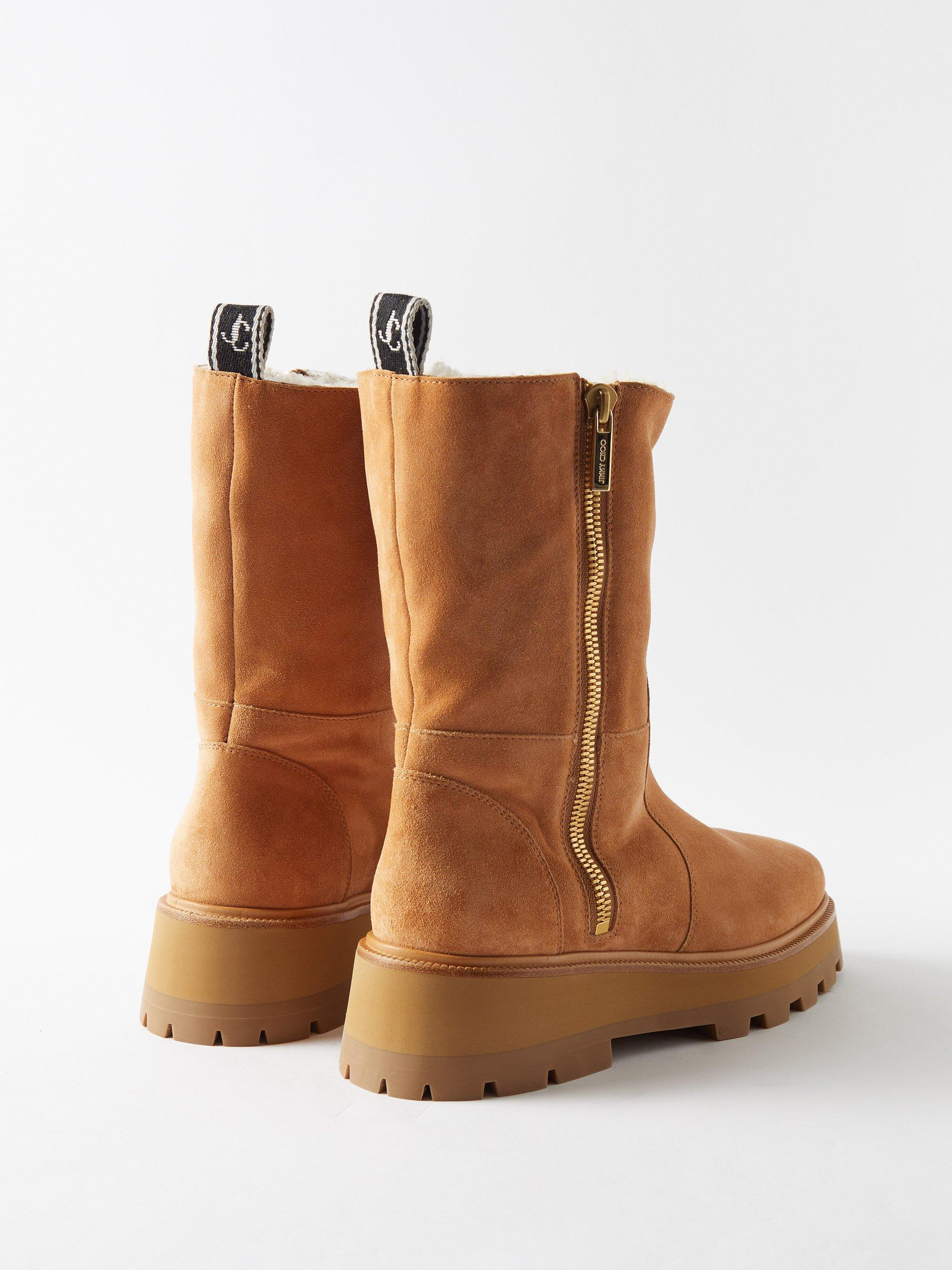 Jimmy Choo Bayu Shearling Ankle Boots in Brown | Lyst