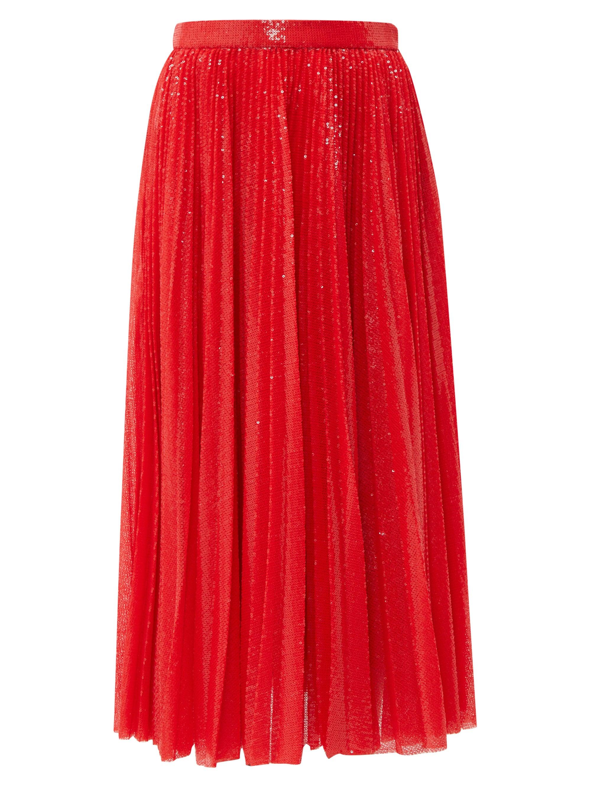 red sequin maxi skirt