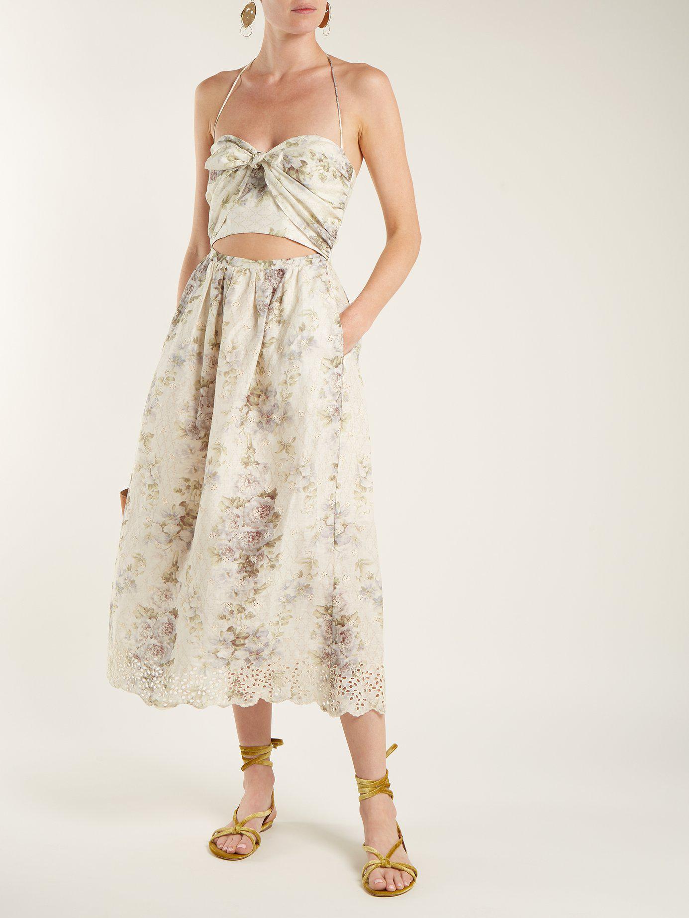 Zimmermann Iris Picnic Floral Print Linen Dress in Natural Lyst