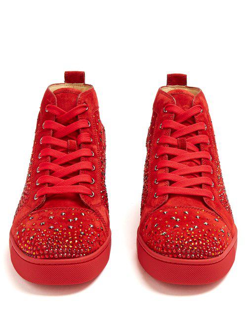 Louboutin Galaxtitude Suede High-top Trainers in Red for Men -