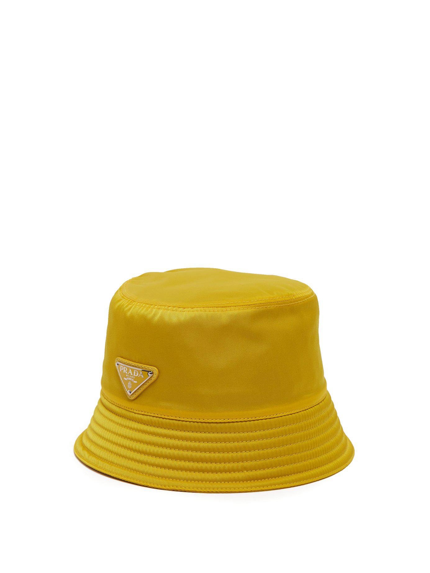 Prada Logo-appliquéd Nylon Bucket Hat in Yellow for Men | Lyst