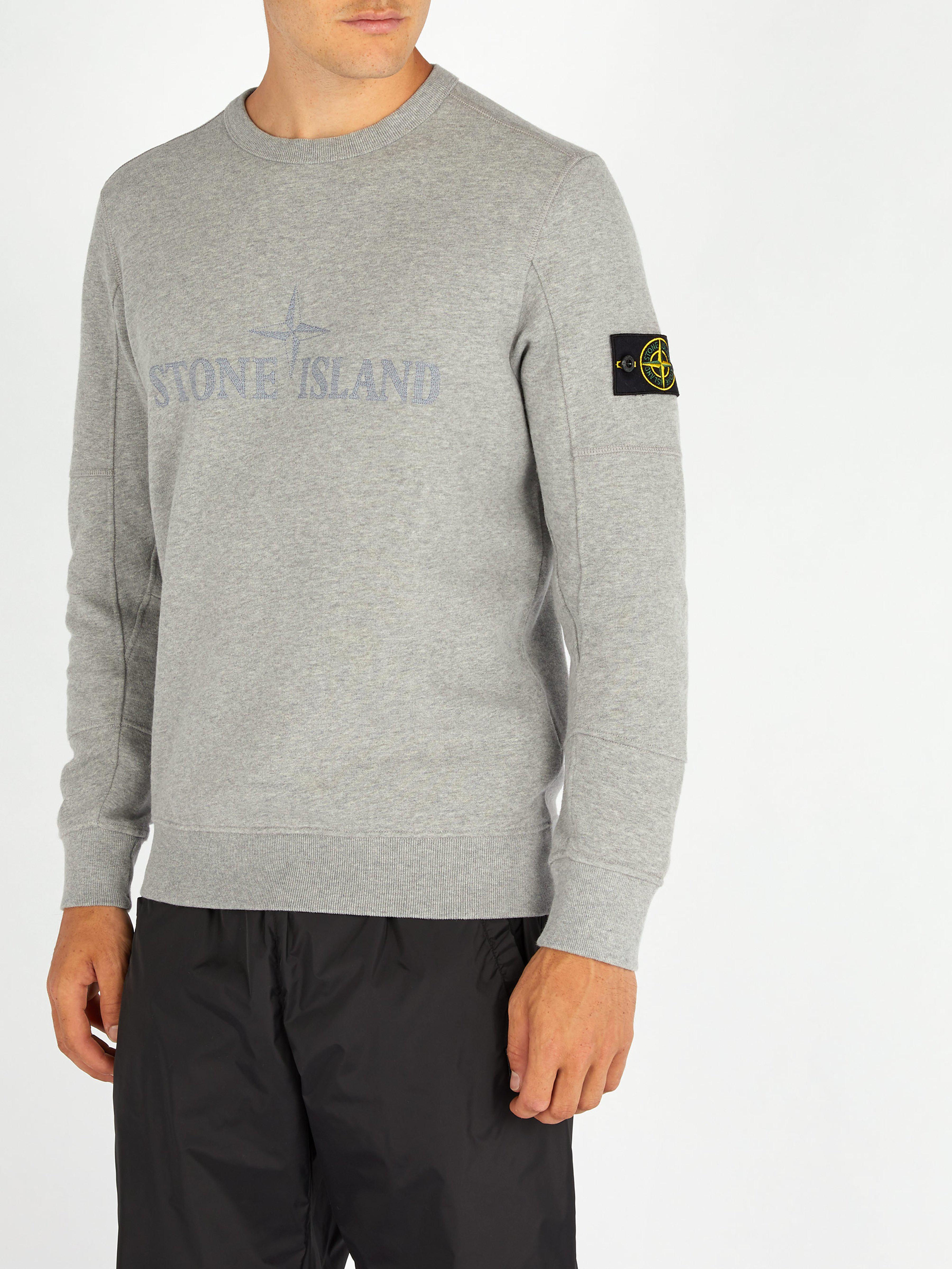 stone island logo embroidered sweatshirt
