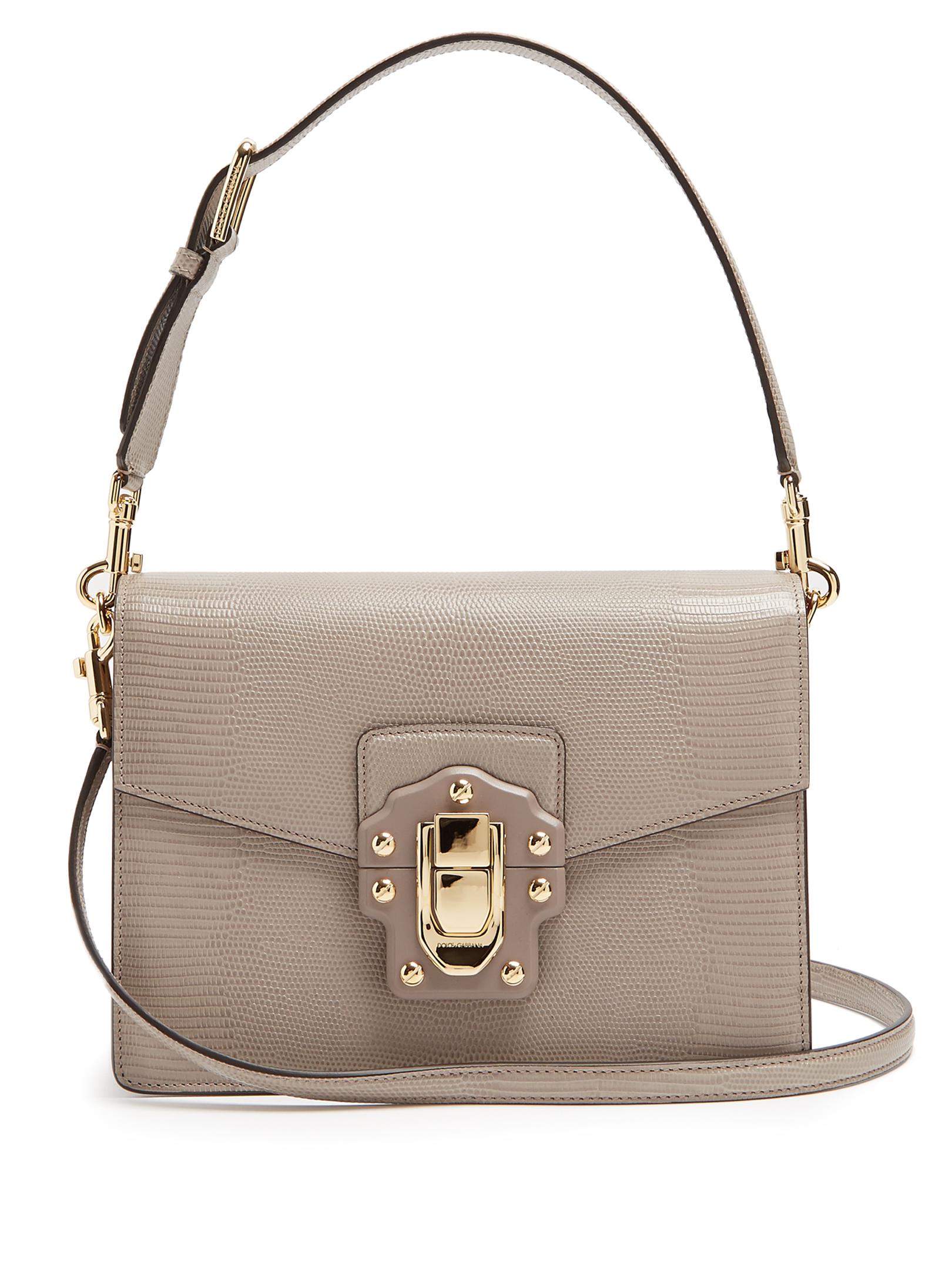 Dolce & Gabbana Lucia Lizard-effect Leather Shoulder Bag in Gray | Lyst