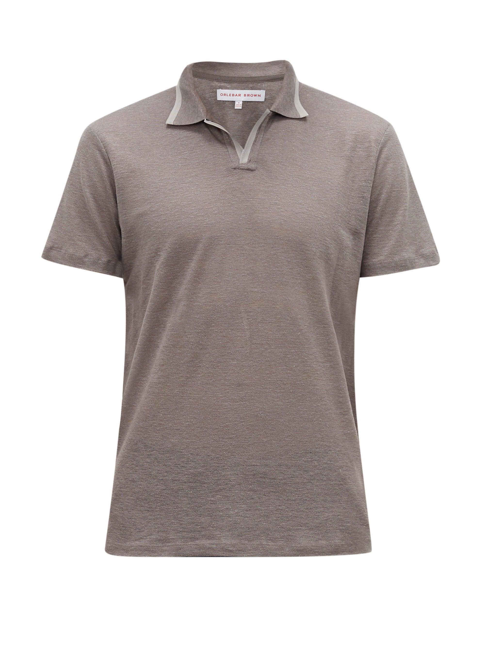 Orlebar Brown Felix Linen-piqué Polo Shirt in Grey (Gray) for Men - Lyst