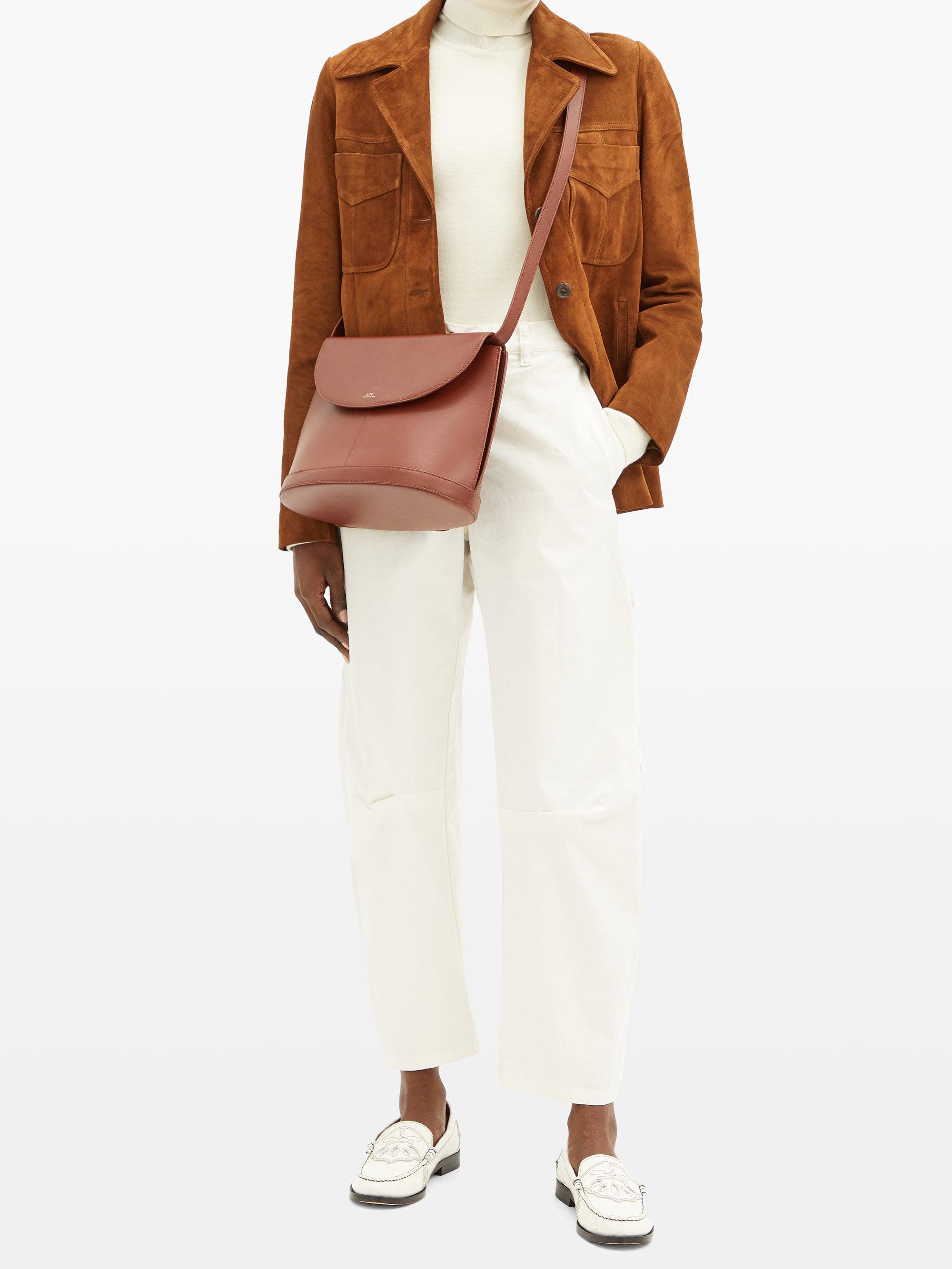 A P C Lea Smooth Leather Cross Body Bag In Tan Brown Lyst