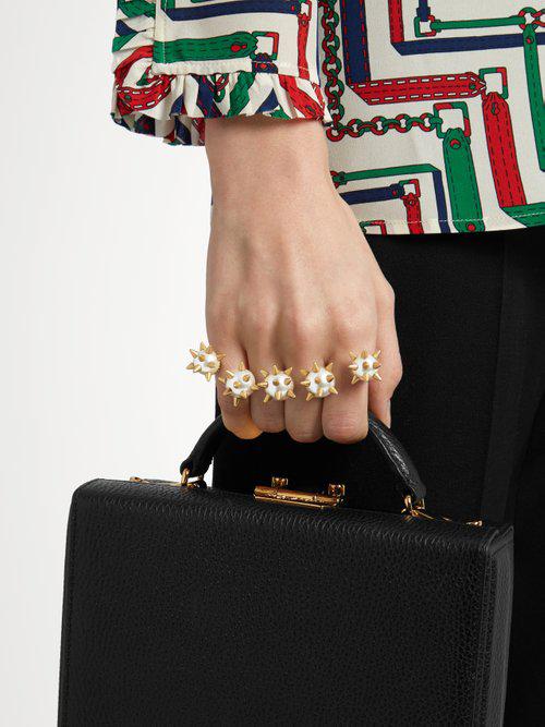 Gucci Spiked Pearl-embellished Ring | Lyst