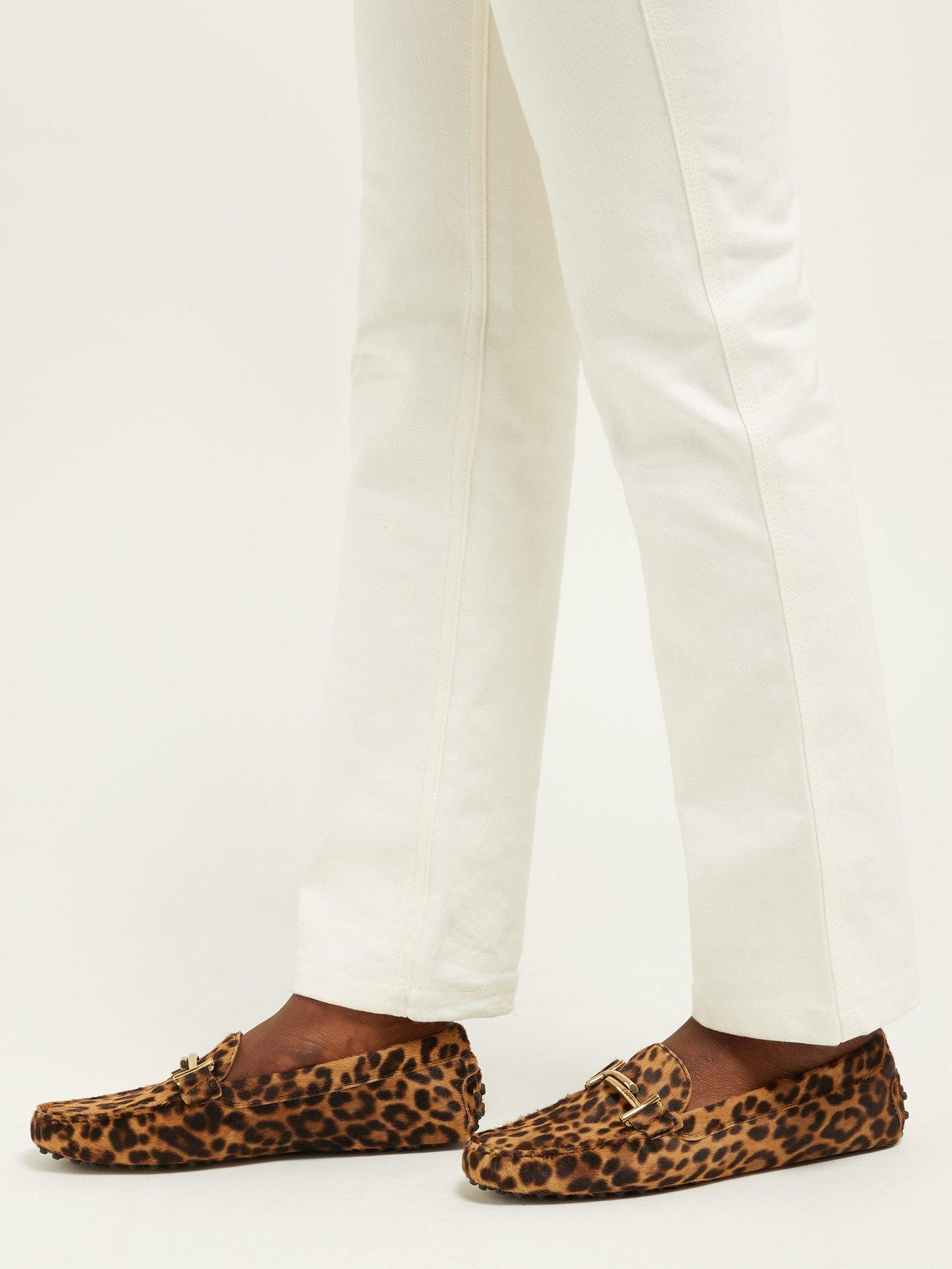 Tod's leopard print loafers sale