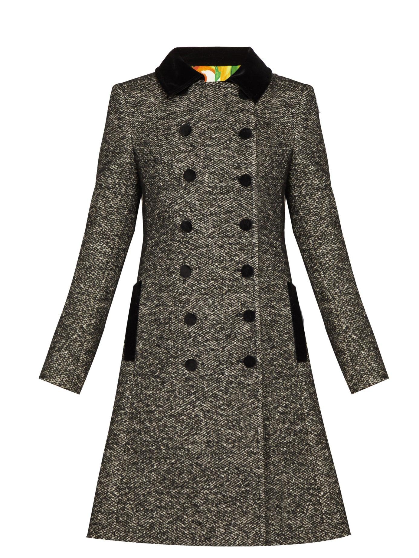 Dolce & Gabbana Double-breasted Bouclé-tweed Coat in Gray - Lyst