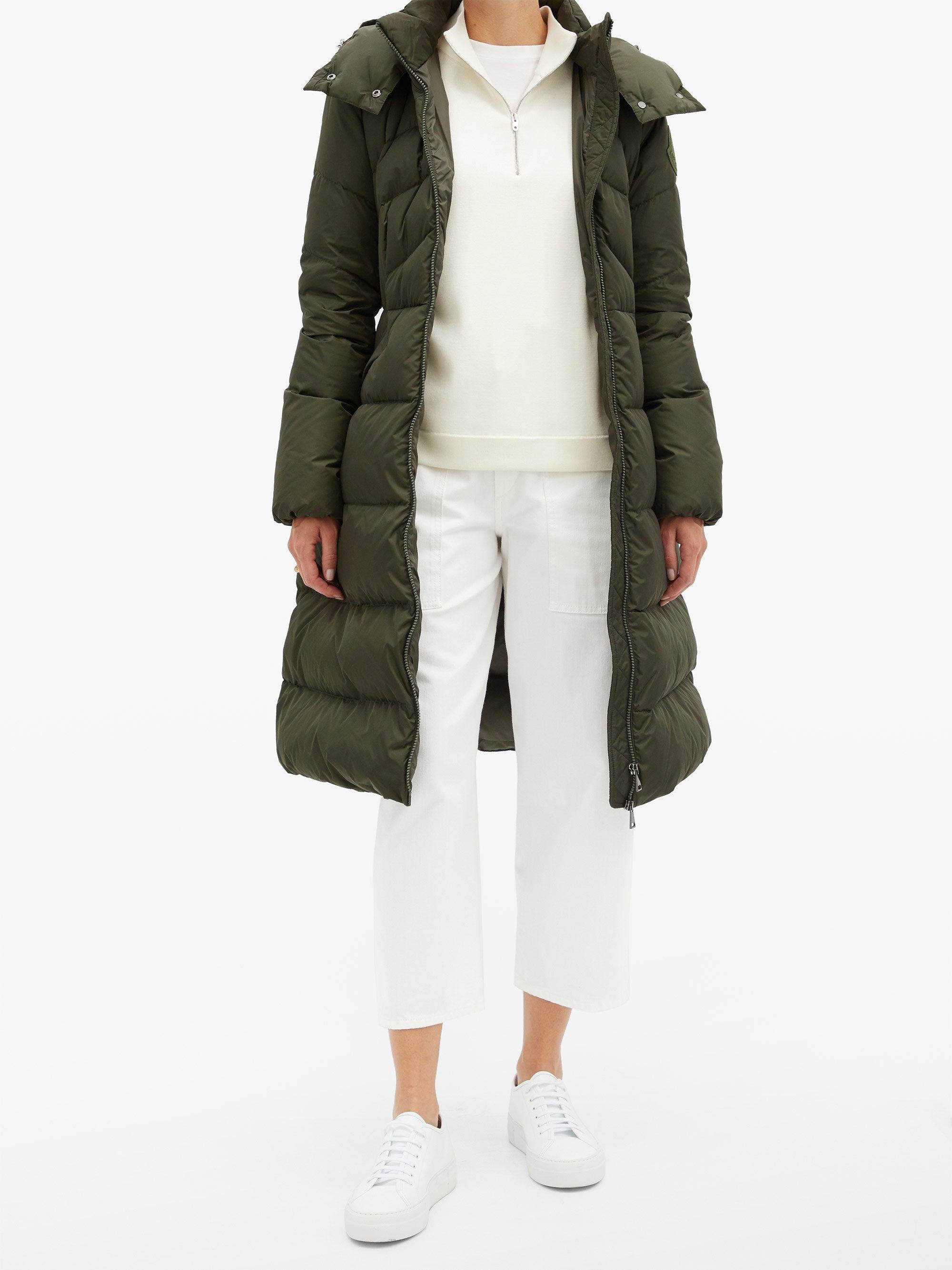 Moncler Agot Chevron-quilted Shell Coat in Khaki (Green) - Lyst