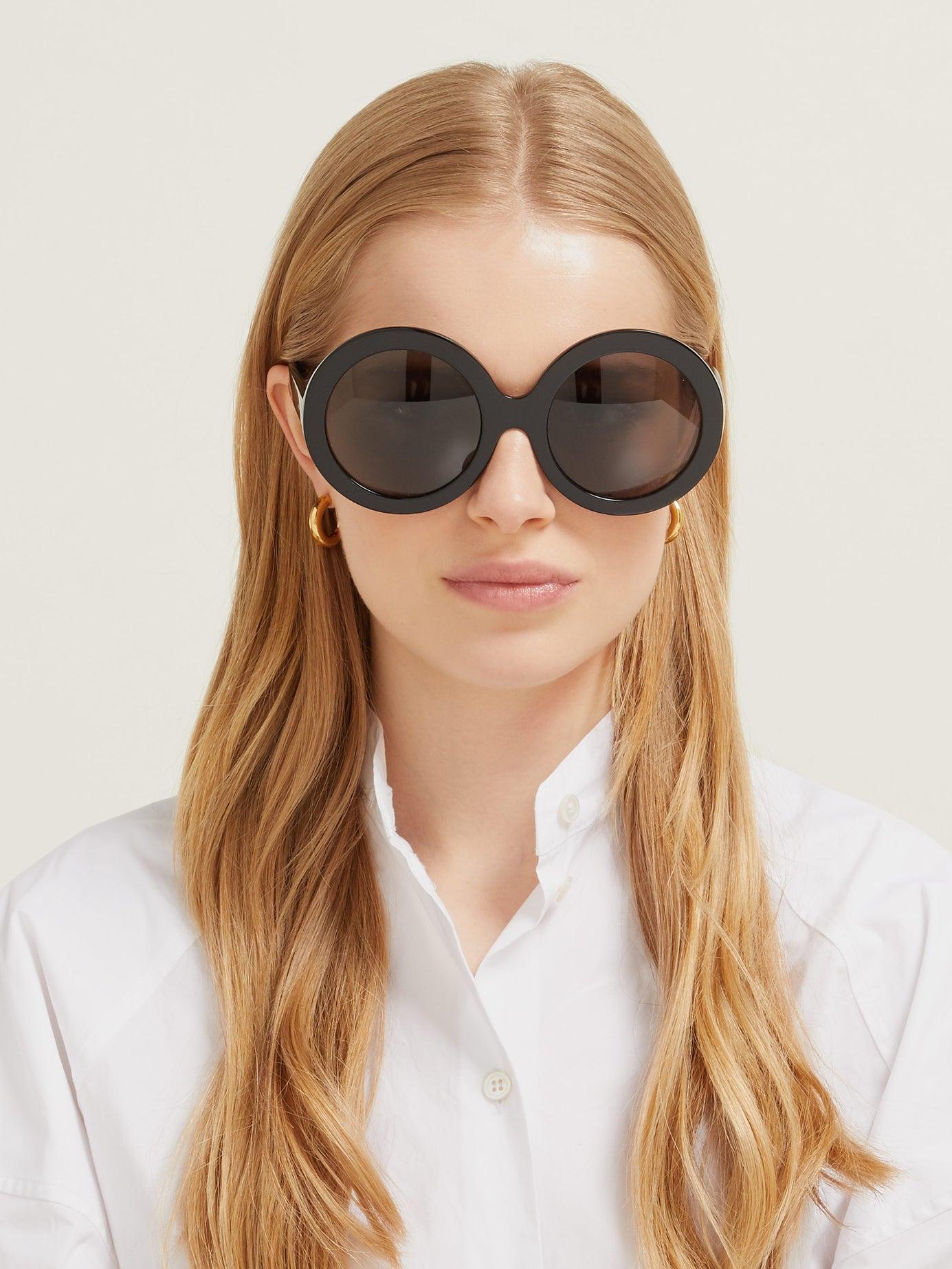 Céline Denim Oversized Round Acetate Sunglasses In Black Lyst 