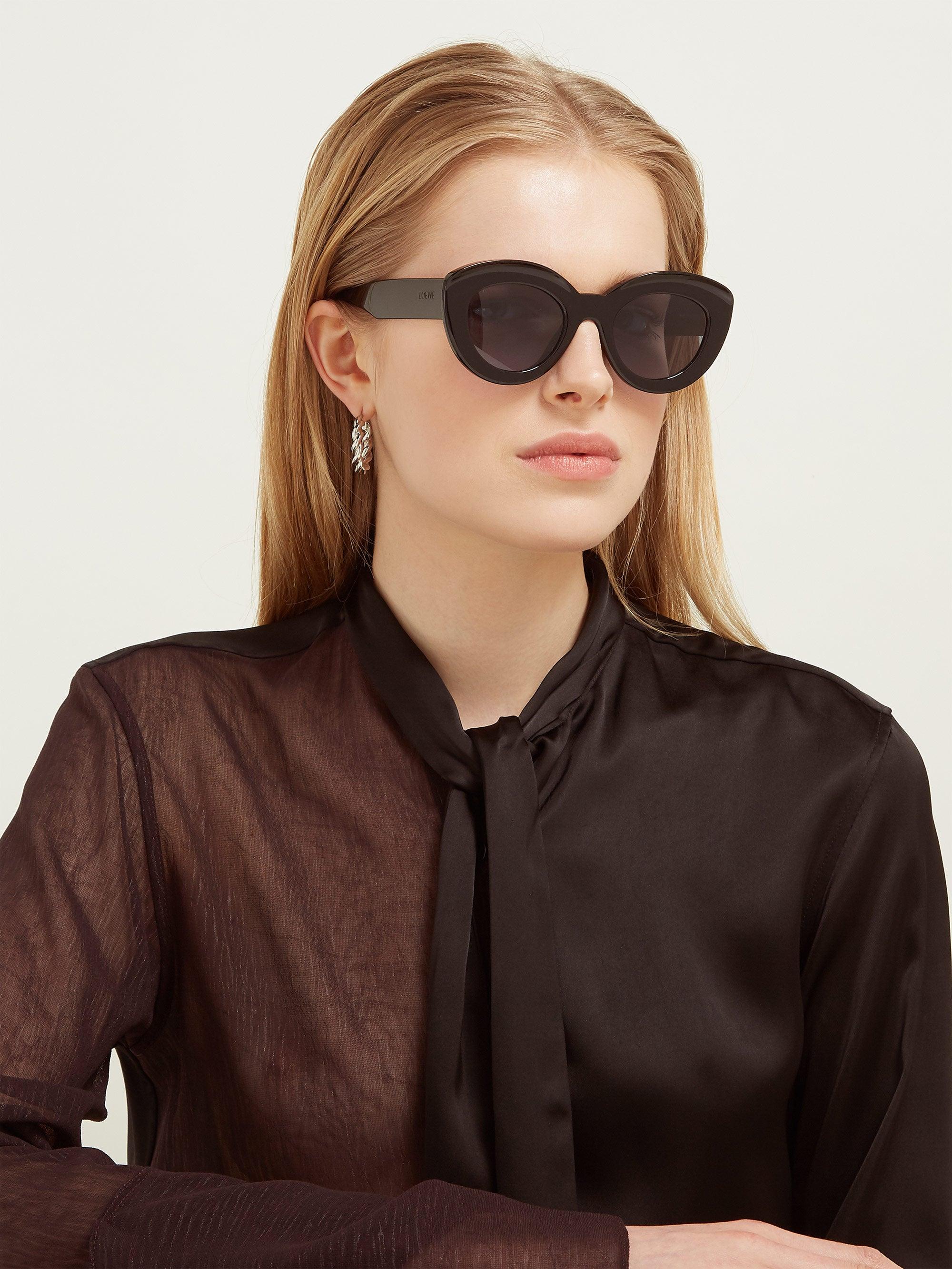 Loewe Acetate Oversized Cat Eye Sunglasses in Black