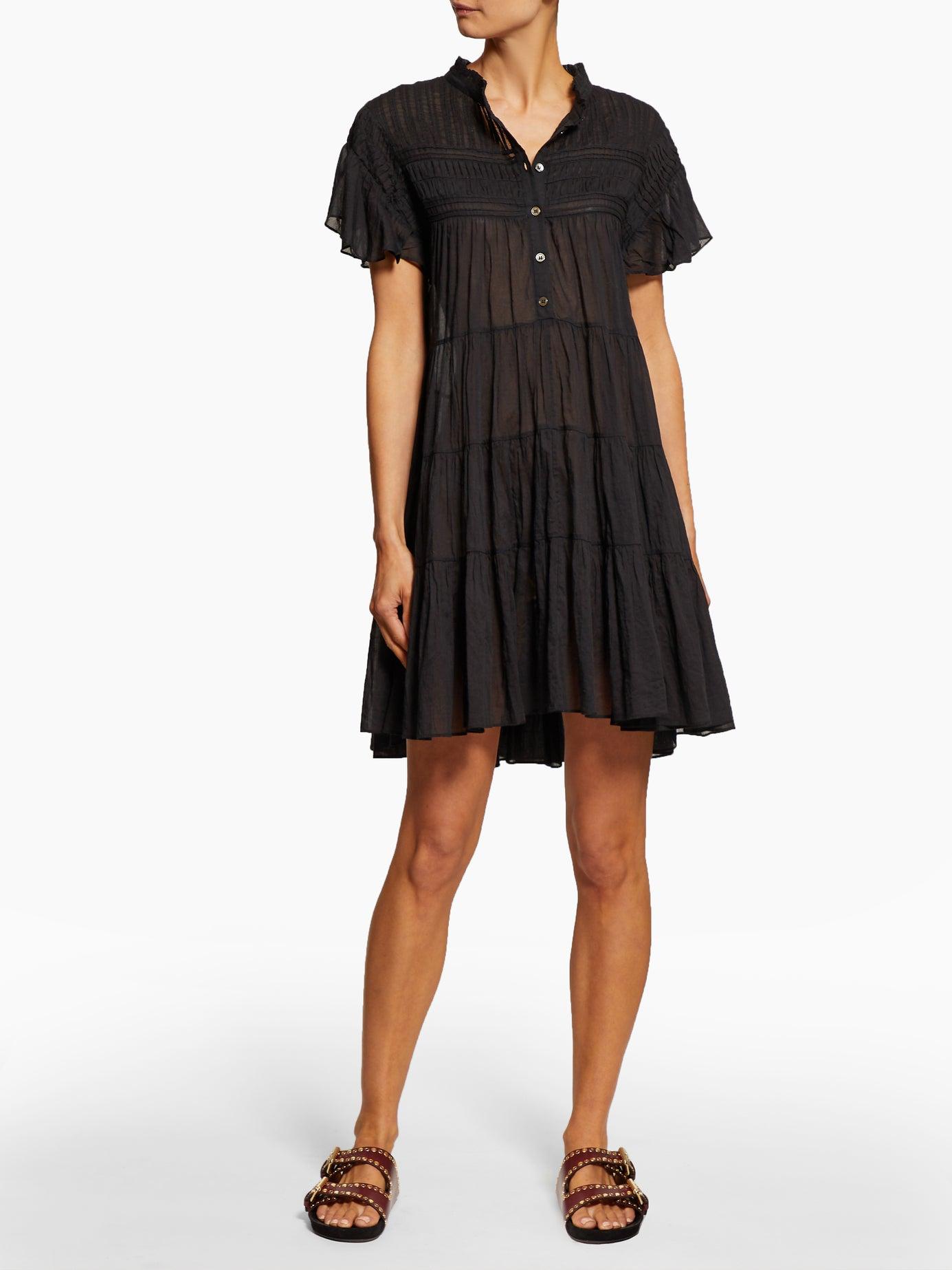 Étoile Marant Lanikaye Tiered Cotton-voile Mini Dress Black | Lyst