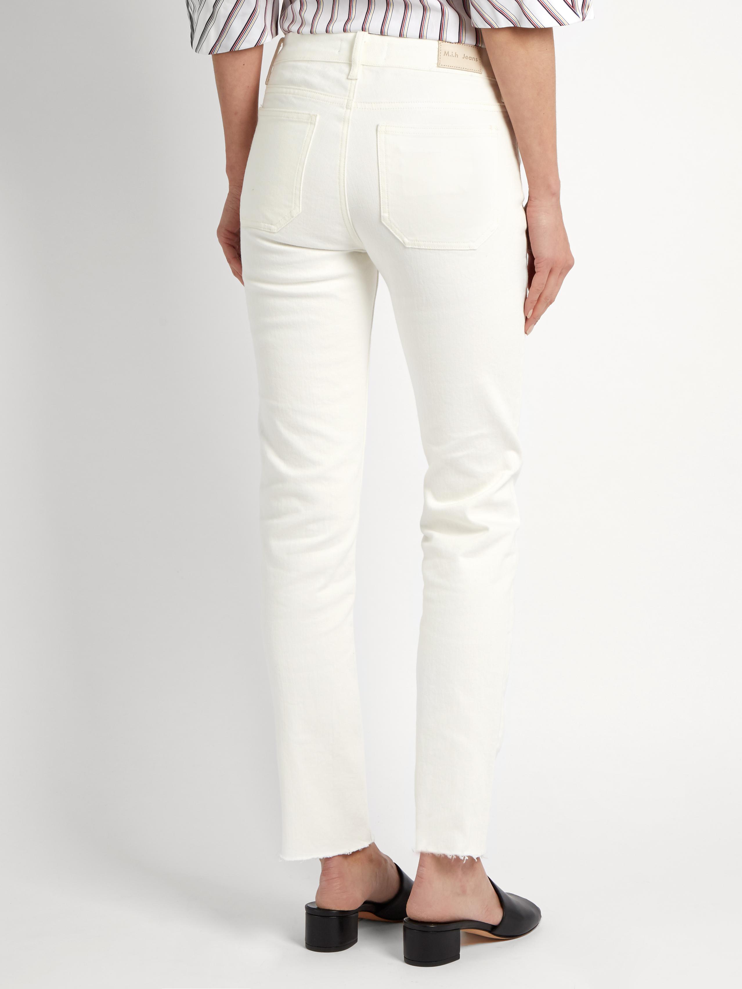 M.i.h Jeans Denim Daily Raw-hem High-rise Slim-leg Jeans in White - Lyst