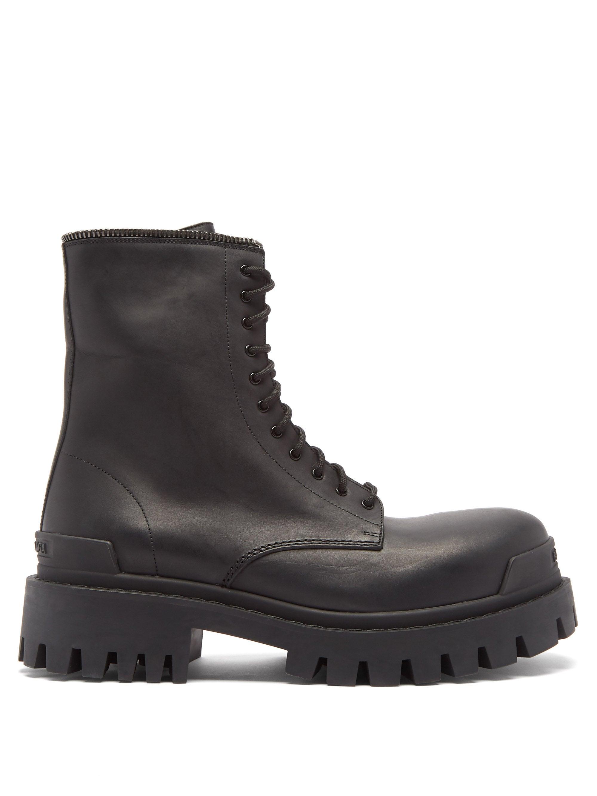 Balenciaga Master Lug-sole Leather Boots Black for Men | Lyst