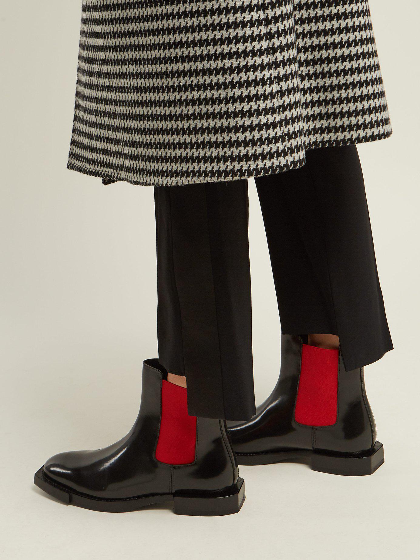 Alexander McQueen Hybrid Patent-leather Chelsea Boots in Black/Red 