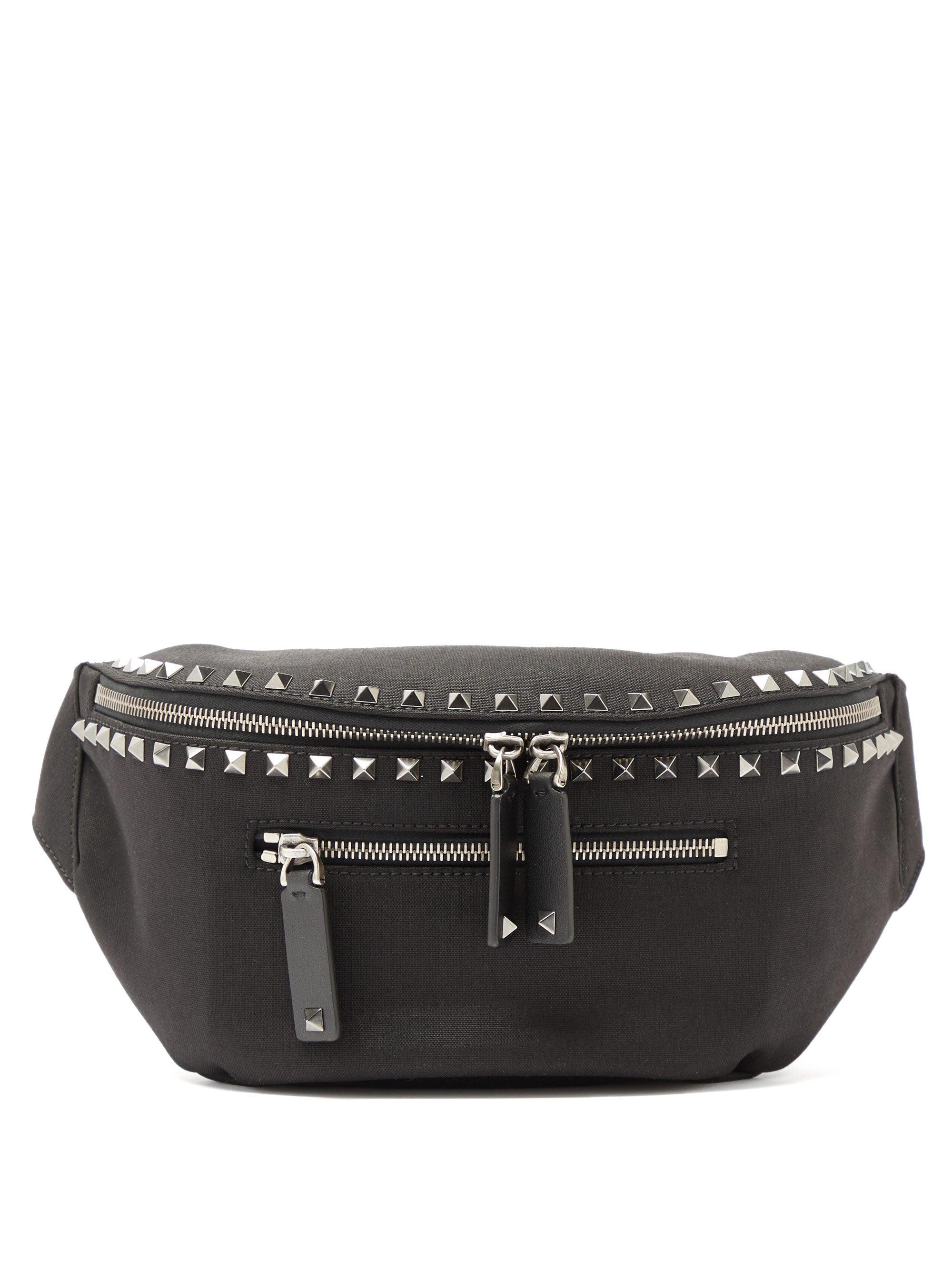 Valentino Garavani Rockstud-embellished Canvas Belt Bag in Black for ...