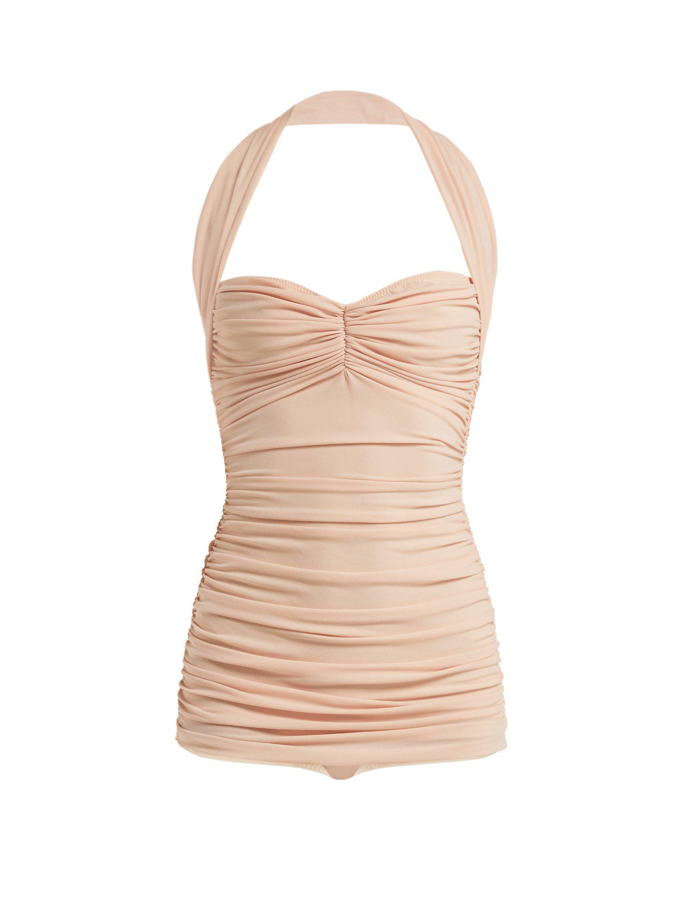 Norma Kamali Bill Mio Swimsuit in Light Pink (Pink) - Lyst