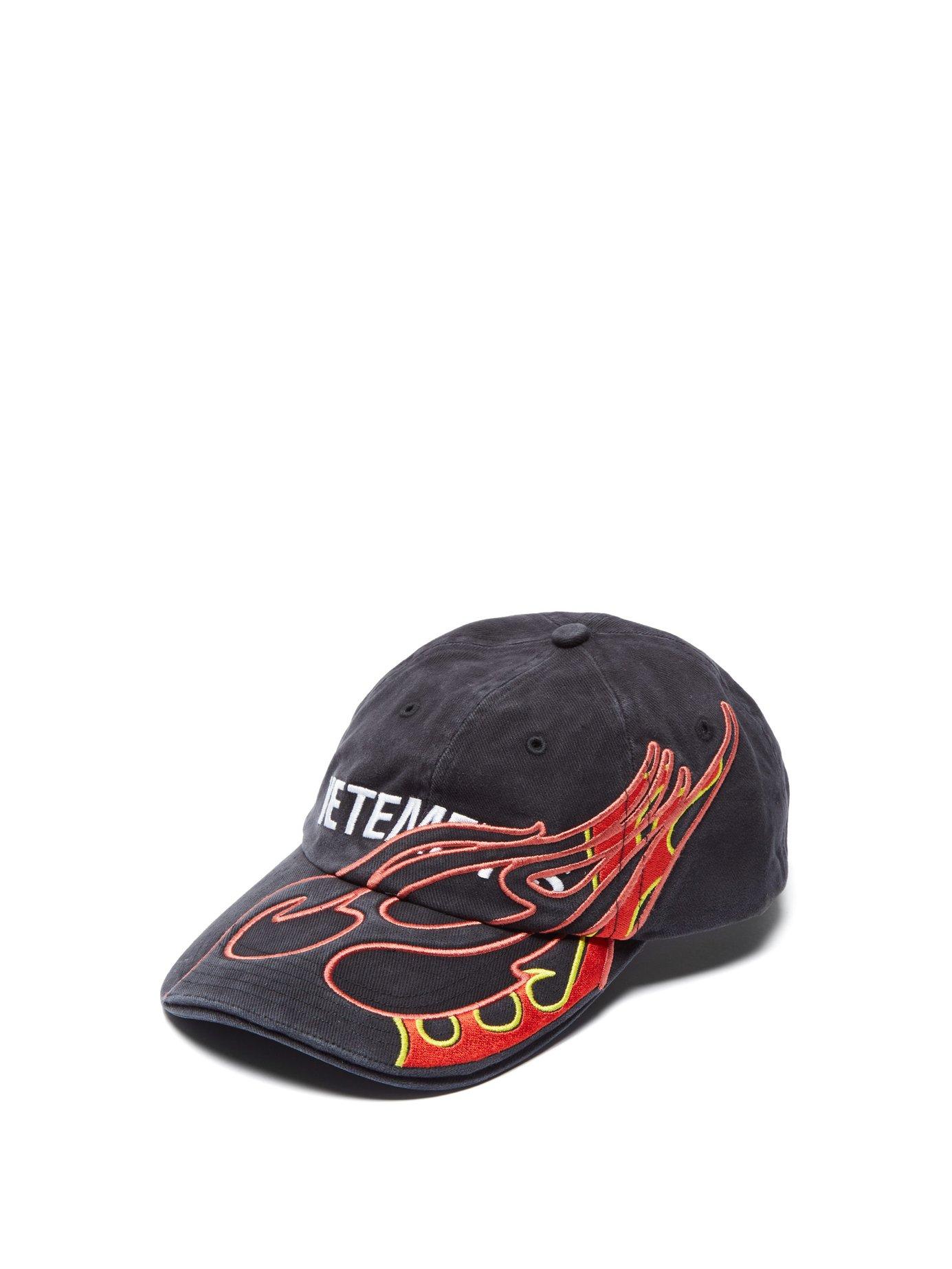 Vetements Flame Embroidered Cotton Baseball Cap in Black | Lyst