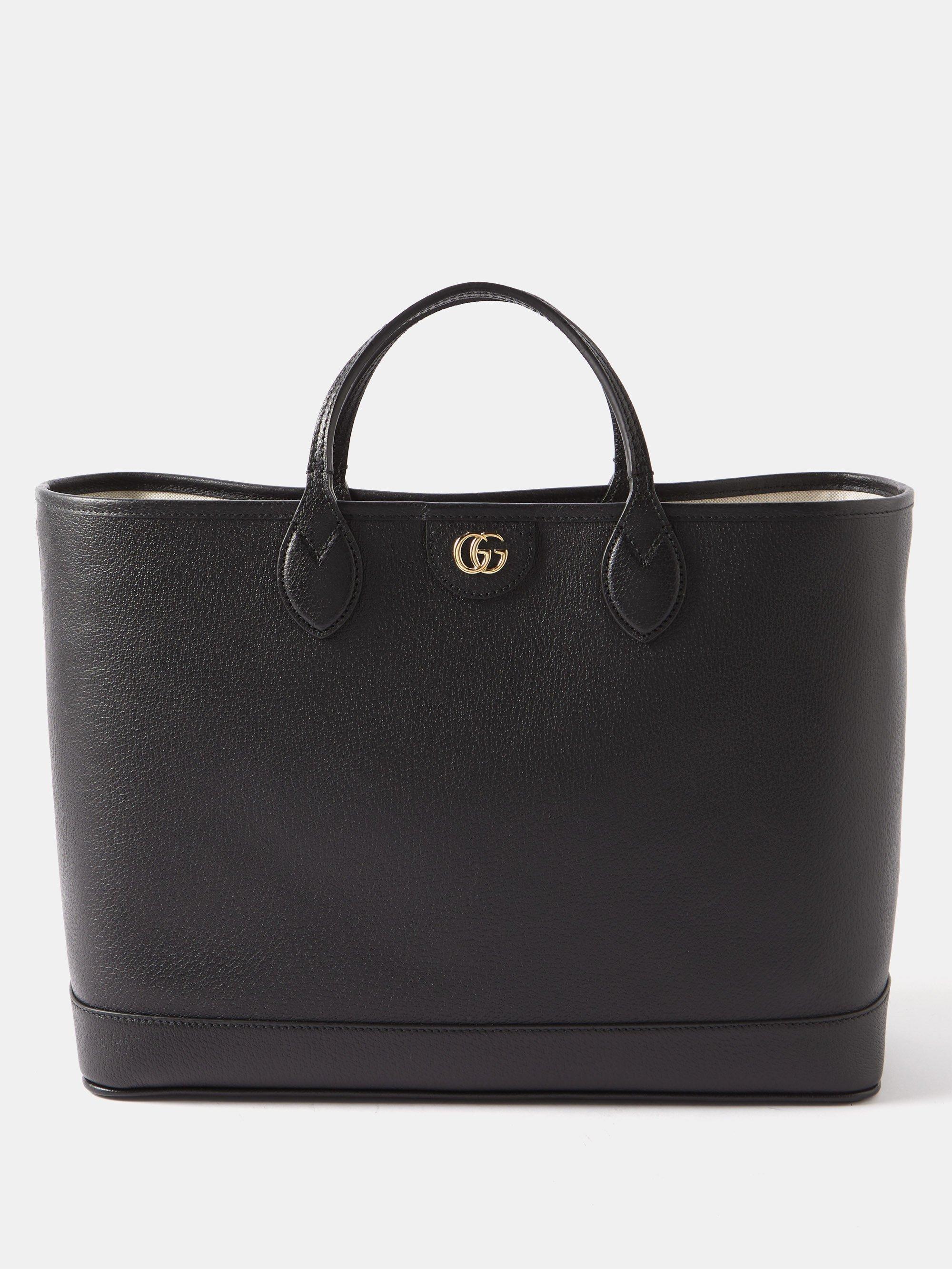 Gucci Ophidia Medium Grained-leather Tote Bag in Black | Lyst