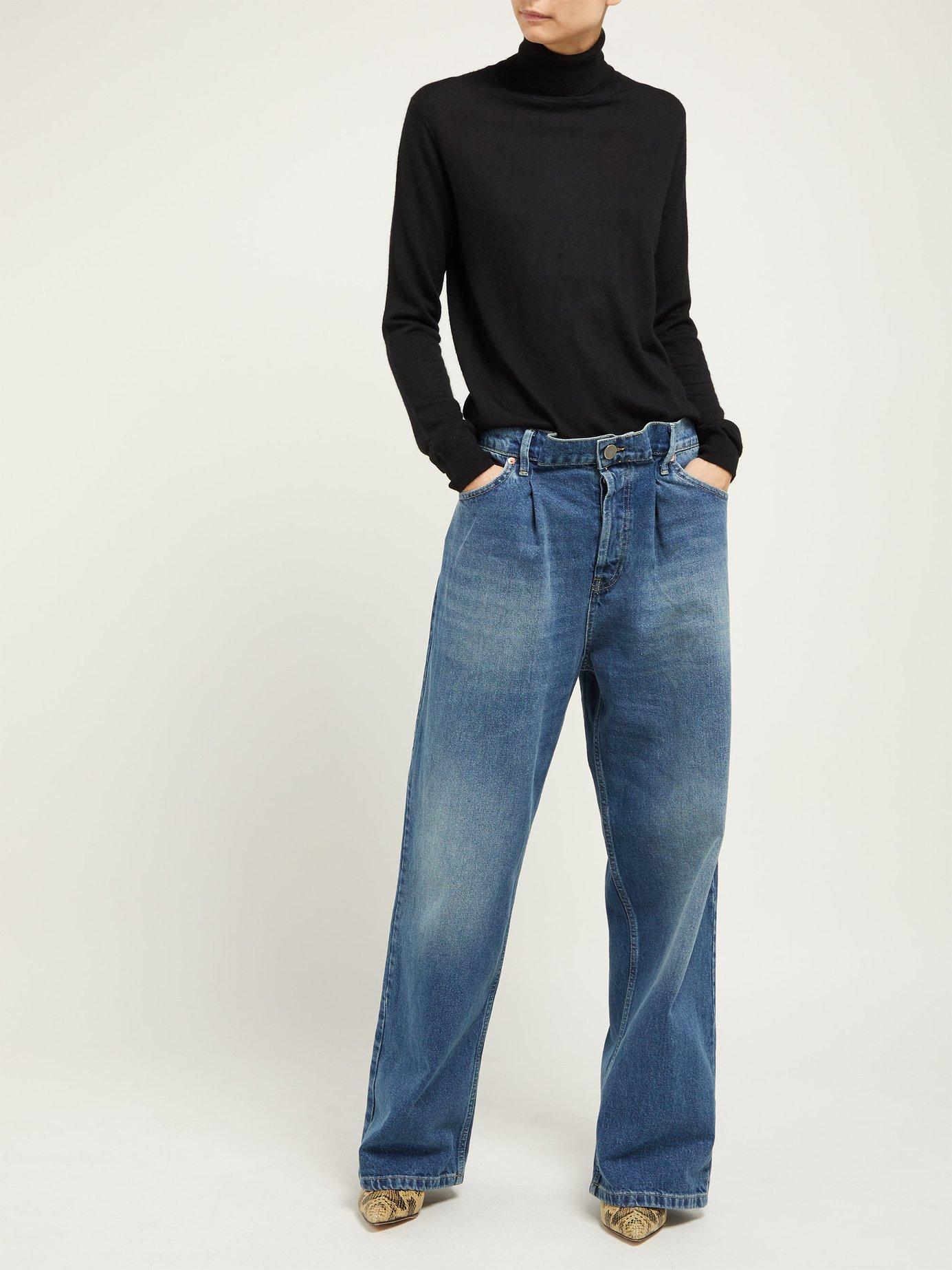 Raey Denim Fold Dad Baggy Boyfriend Jeans in Dark Blue (Blue) Lyst