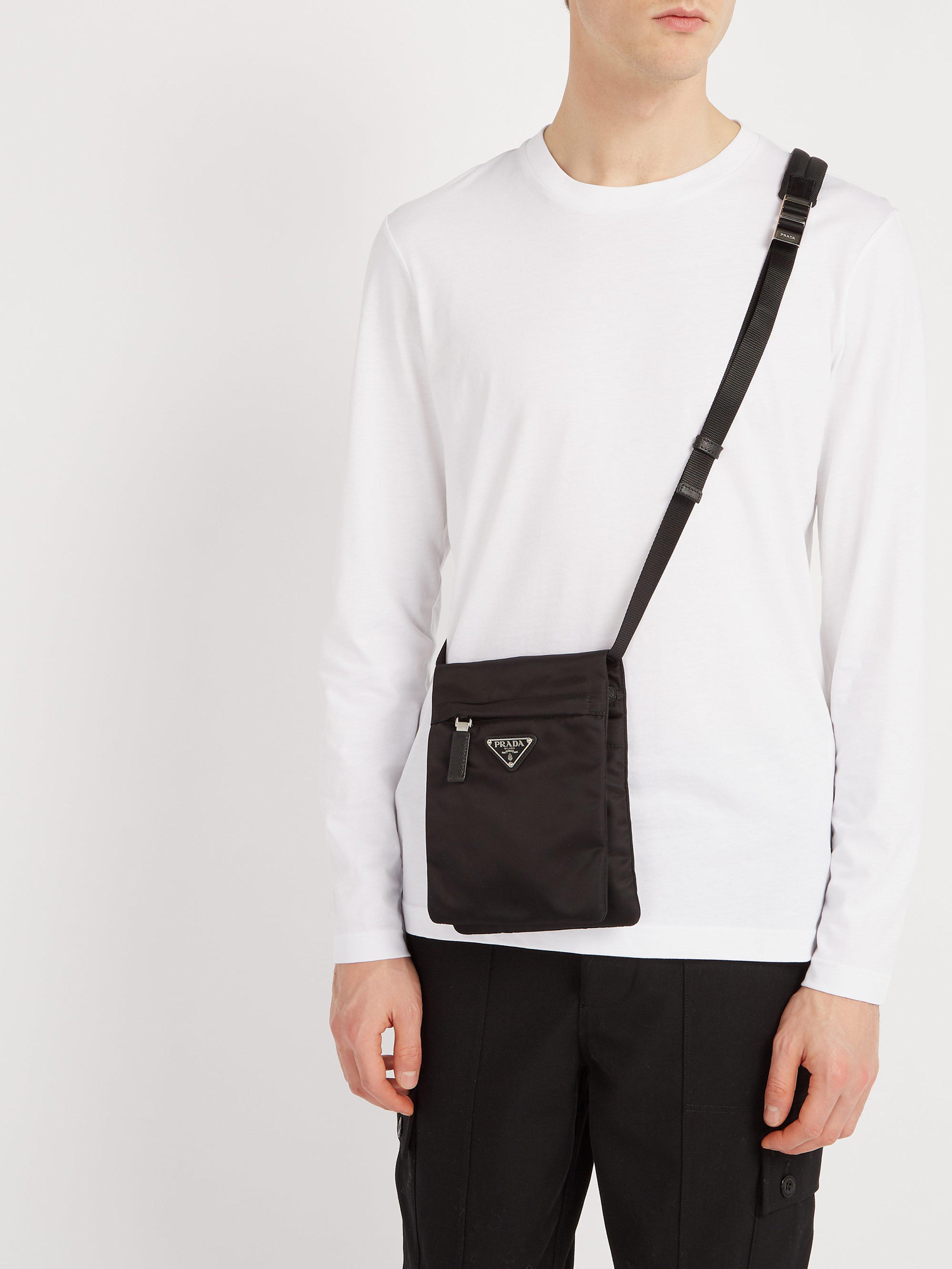 Prada Nylon Cross Body Bag in Black for Men