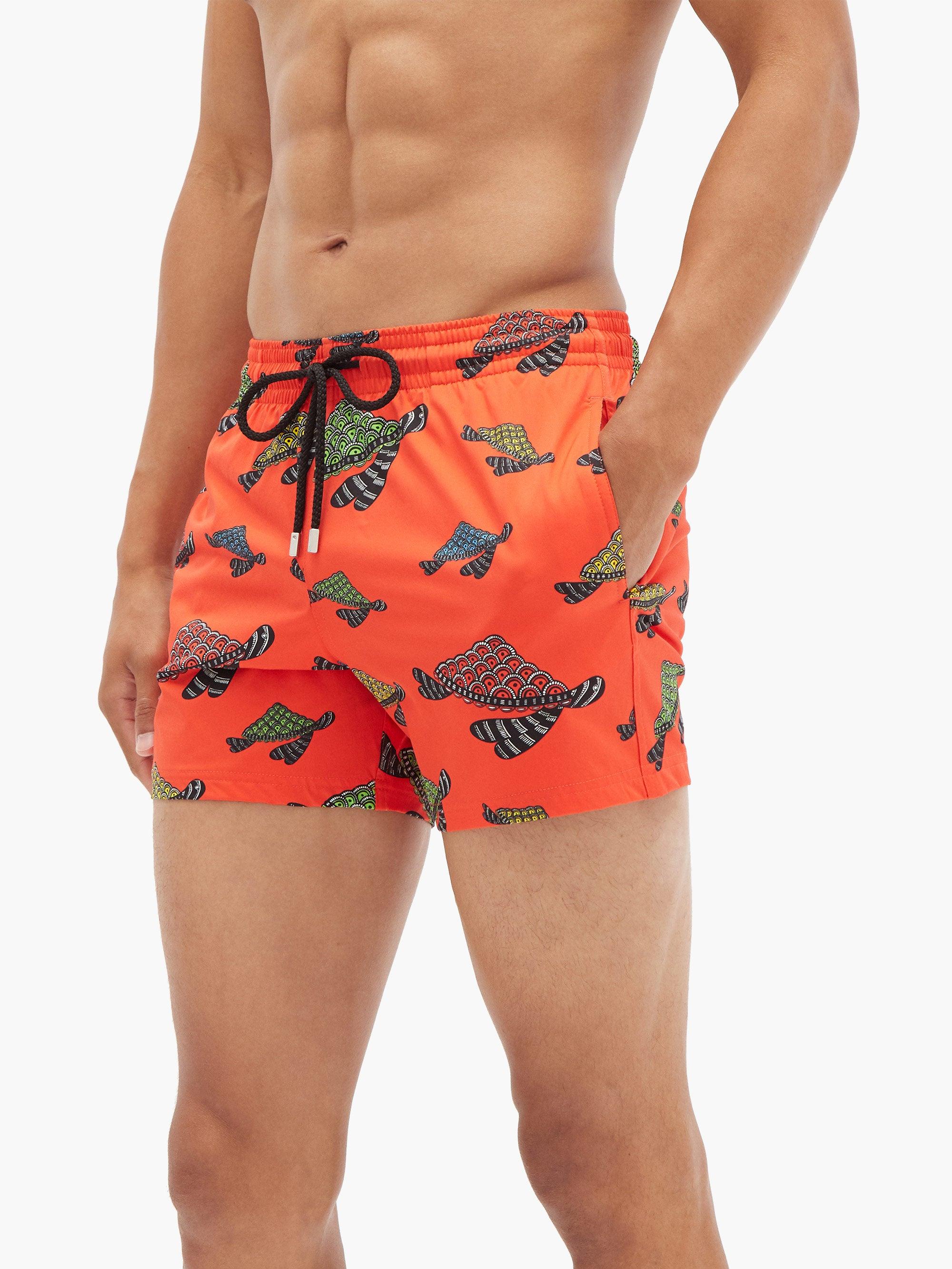 Vilebrequin Moorise Turtle-print Swim Shorts in Orange for Men - Lyst