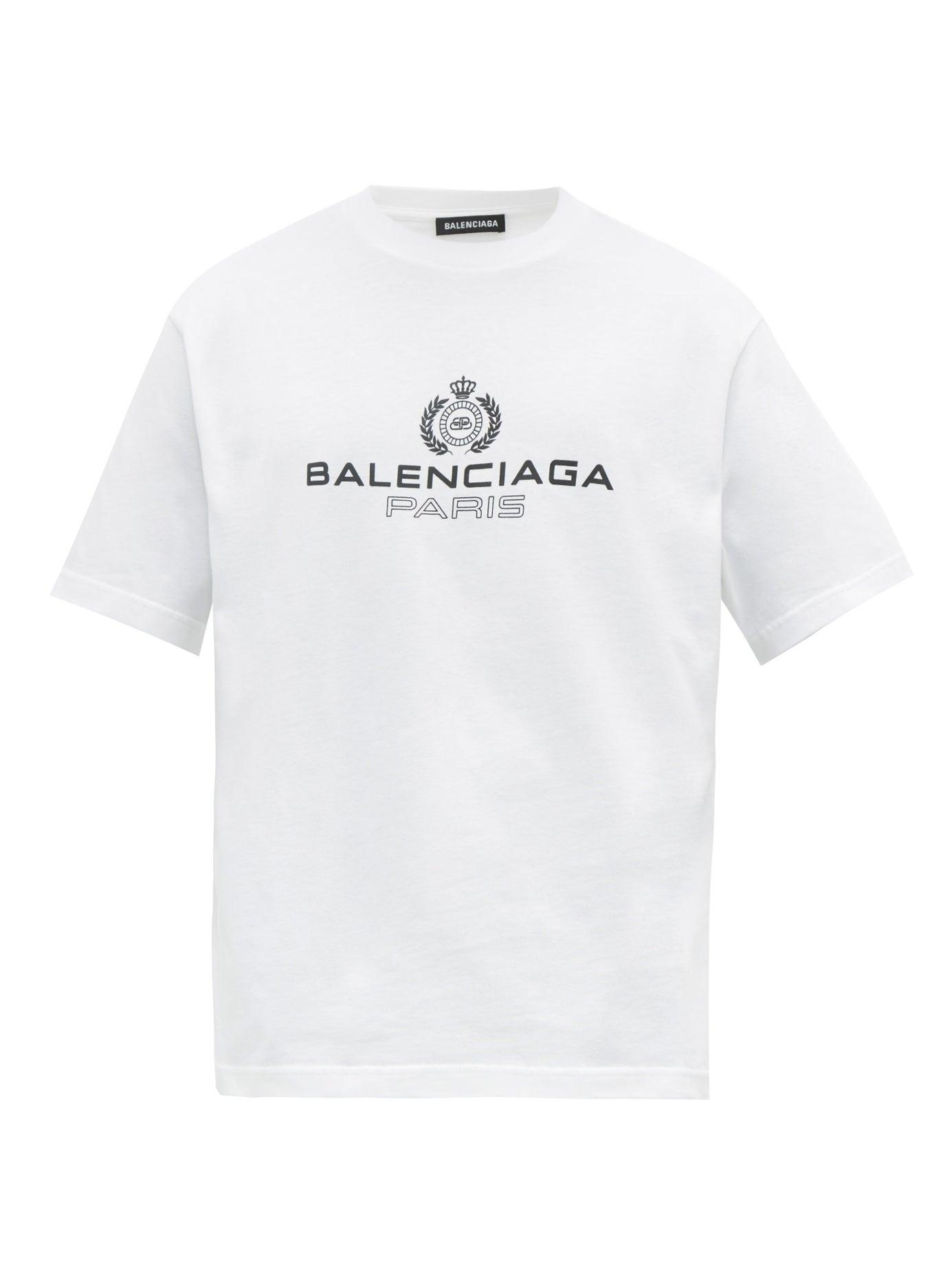 Balenciaga Cotton Paris Laurel Logo Print T-shirt in White for Men ...