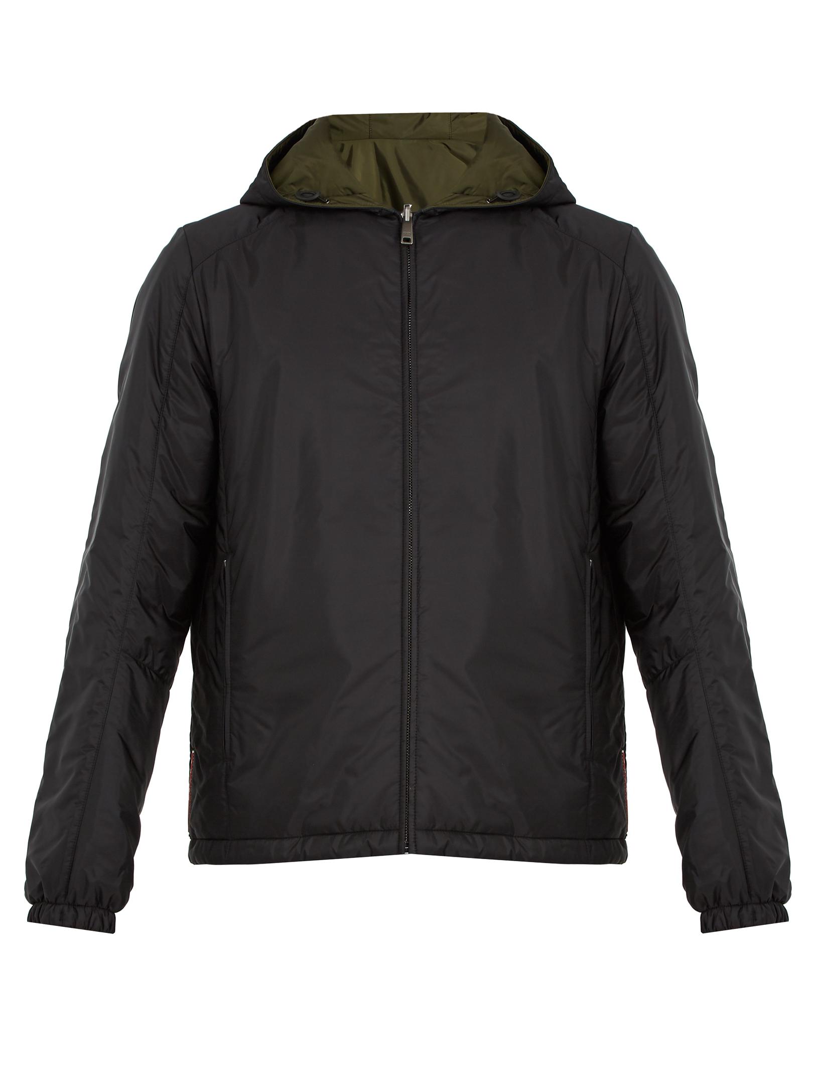Prada Rubber Reversible Hooded Padded-shell Jacket in Black for 