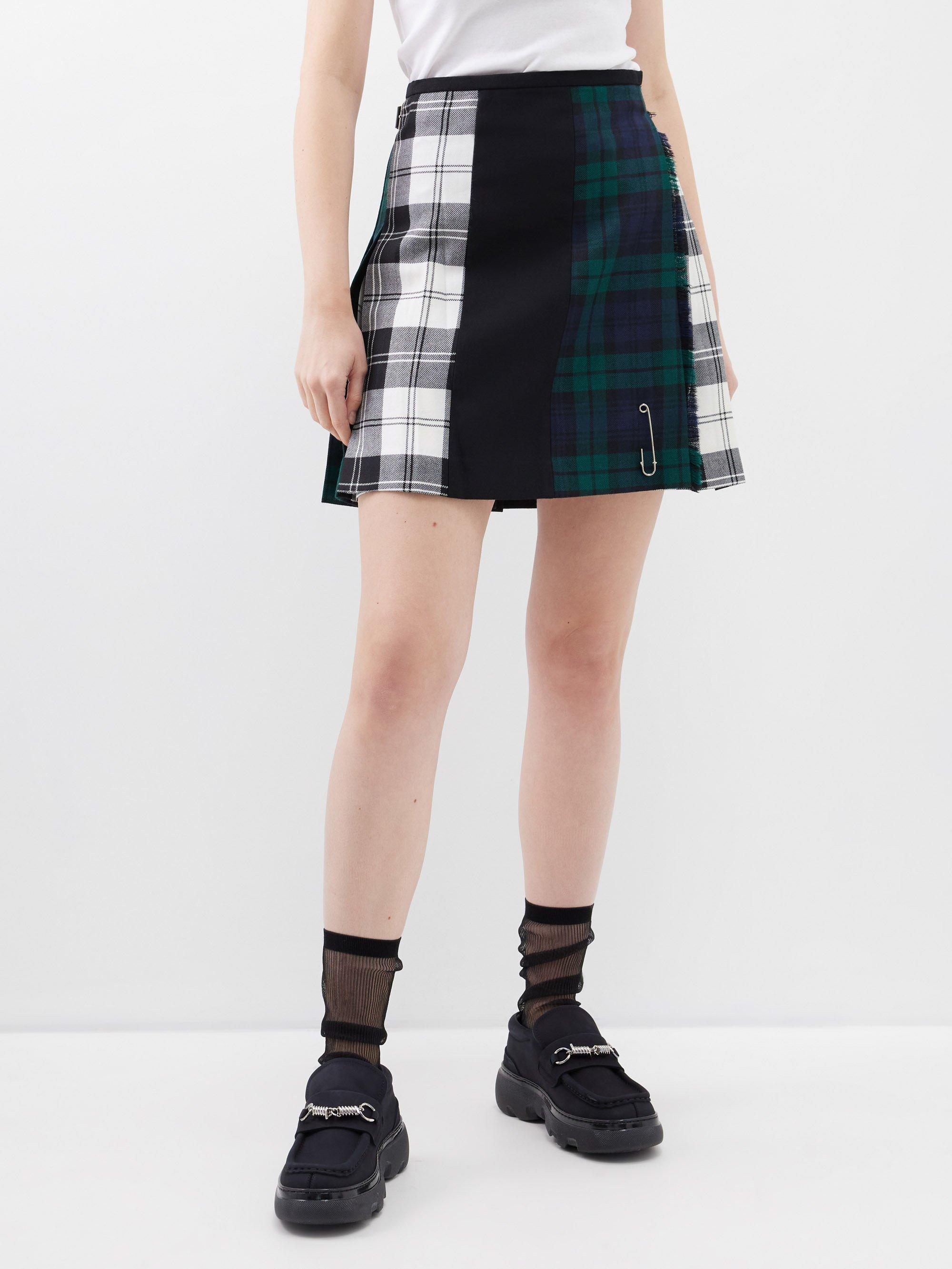 Le Kilt Mix And Match Wool Tartan Mini Skirt in Black | Lyst
