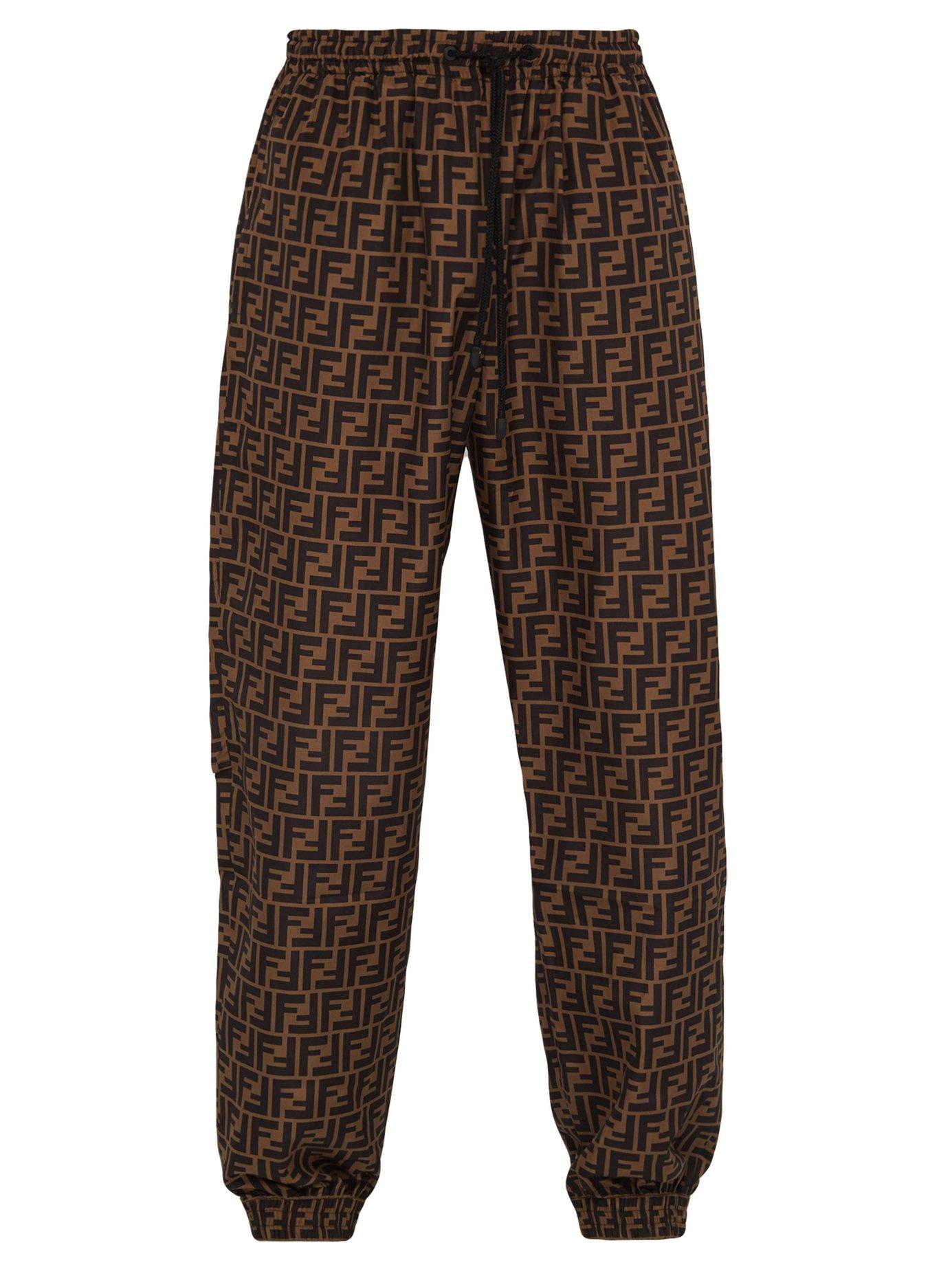 Fendi Ff Logo Track Pants in Brown for Men - Lyst