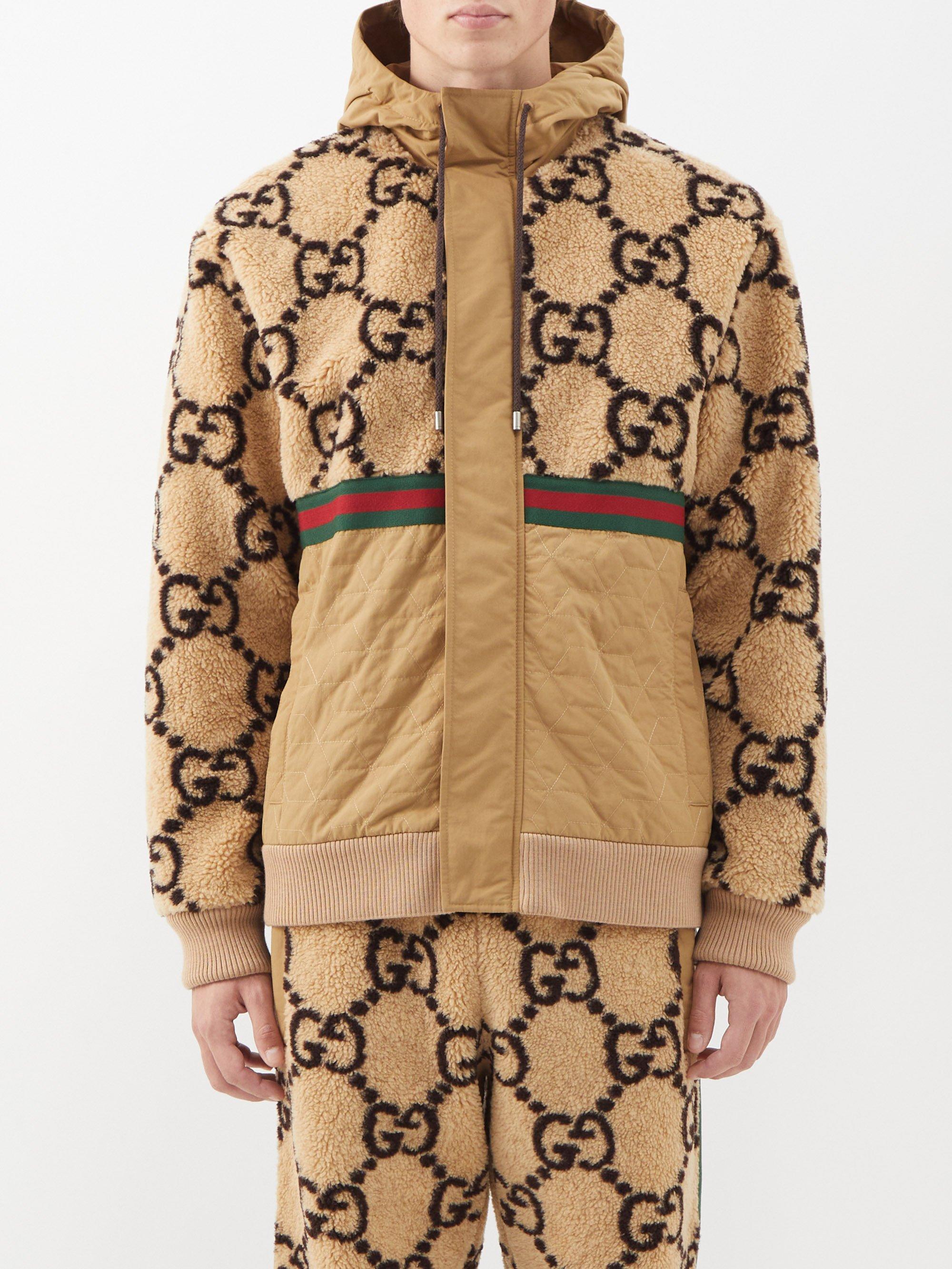 Gucci GG-jacquard Wool-blend Fleece Track Jacket in Natural for Men | Lyst