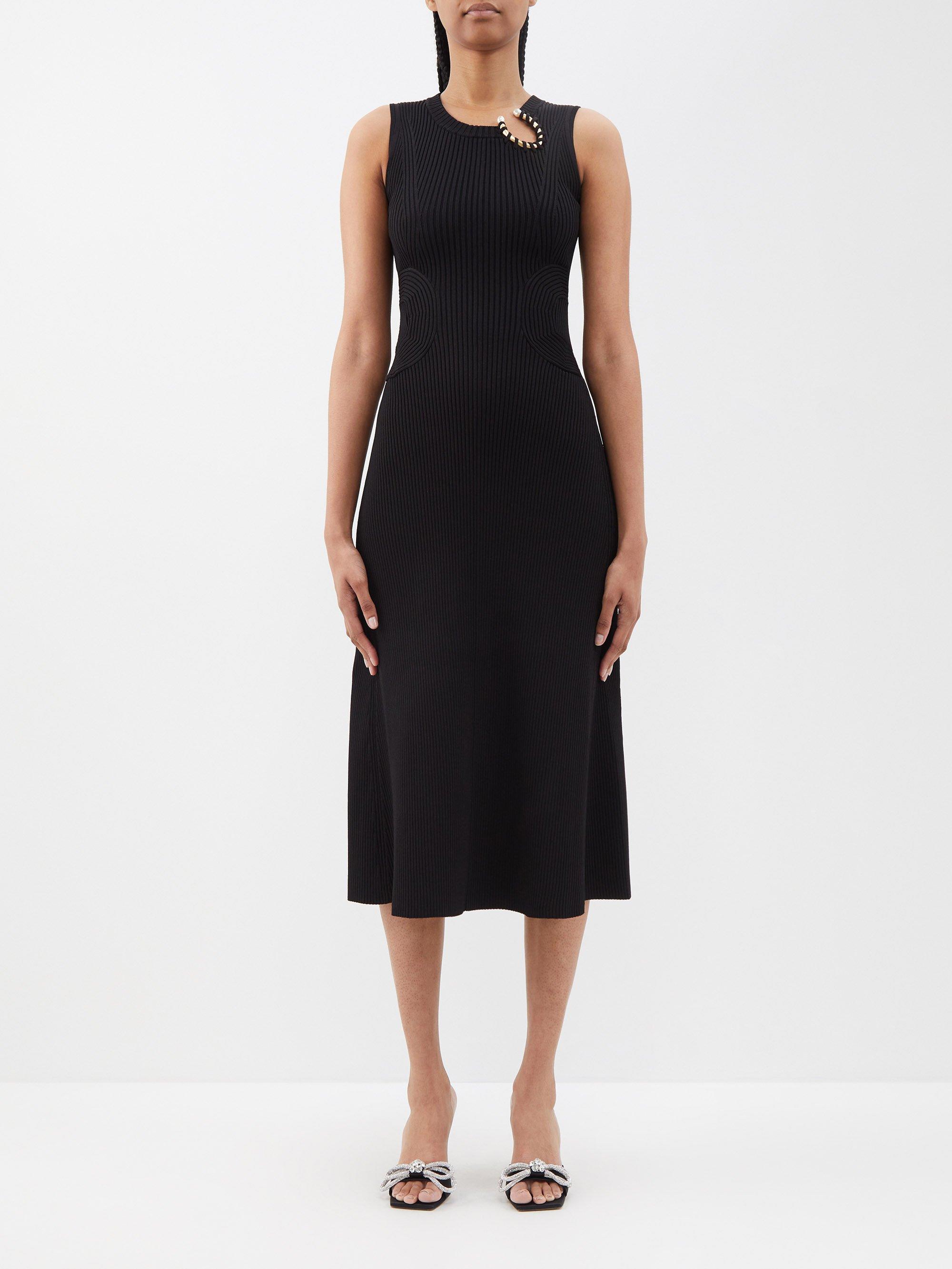 Aje. Crescent Rib-knit Midi Dress in Black | Lyst