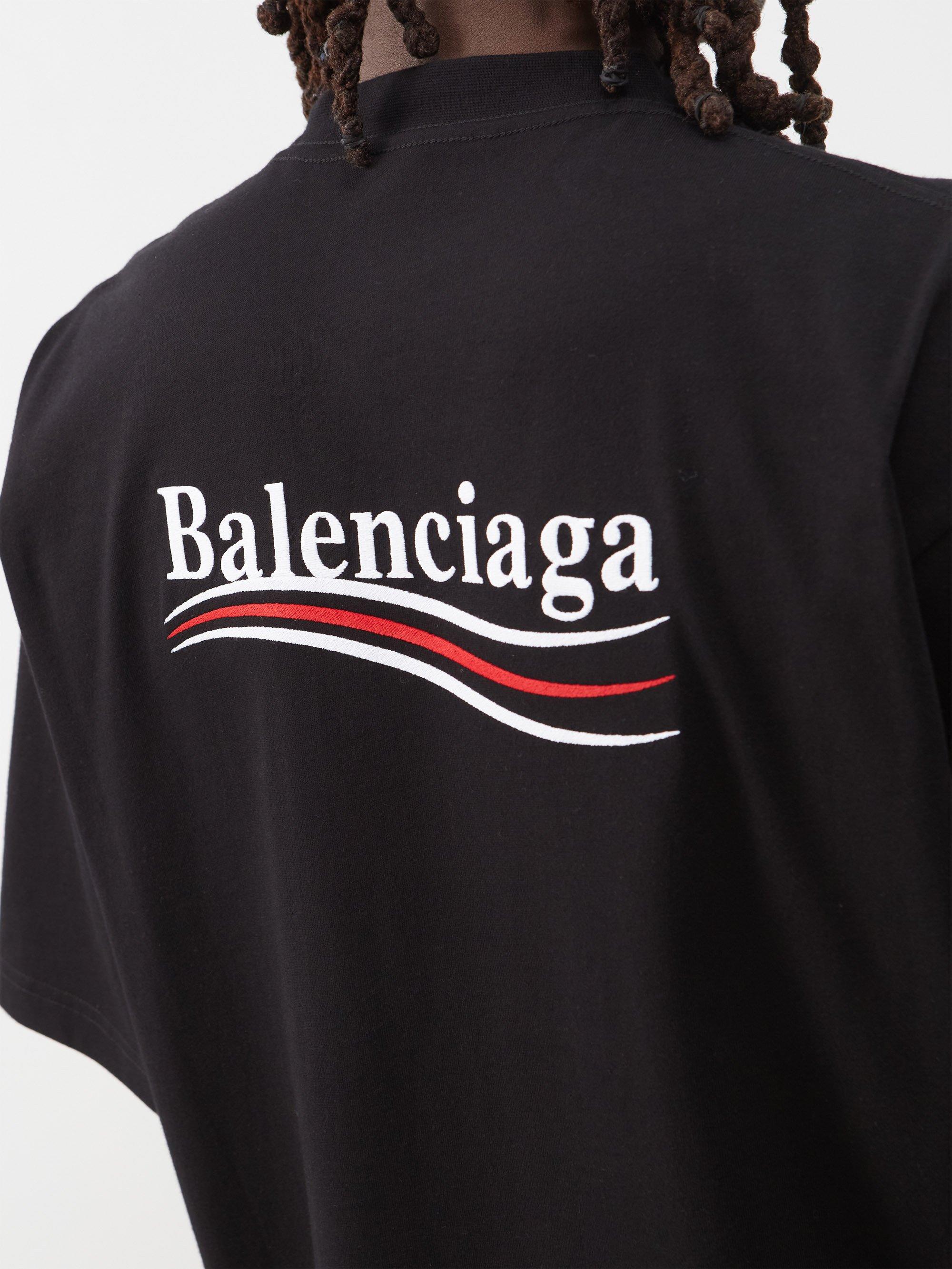 Balenciaga Logo-print Crew-neck Cotton-jersey T-shirt in Black for Men |  Lyst
