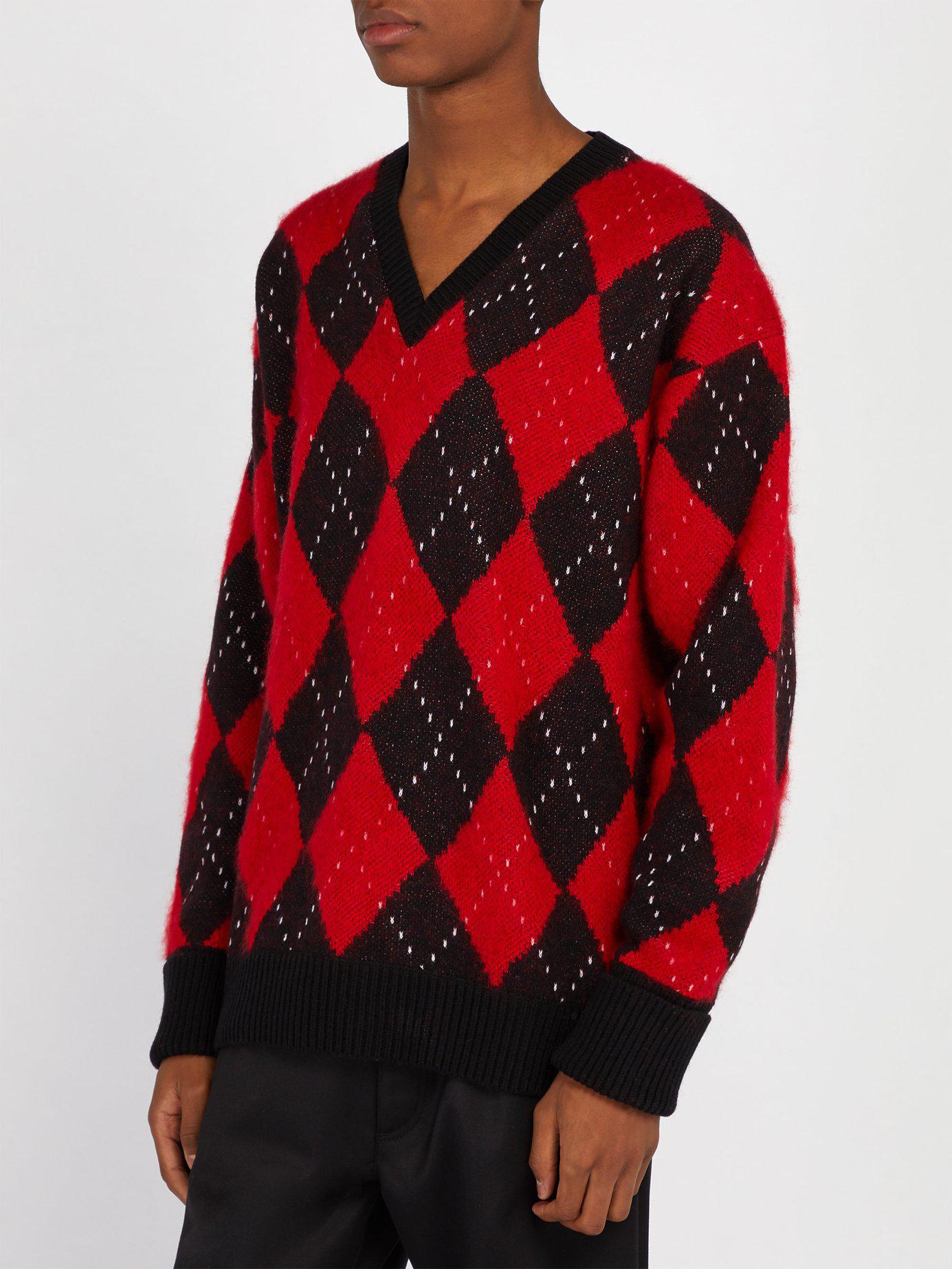 Oversized Wool Argyle Sweater 