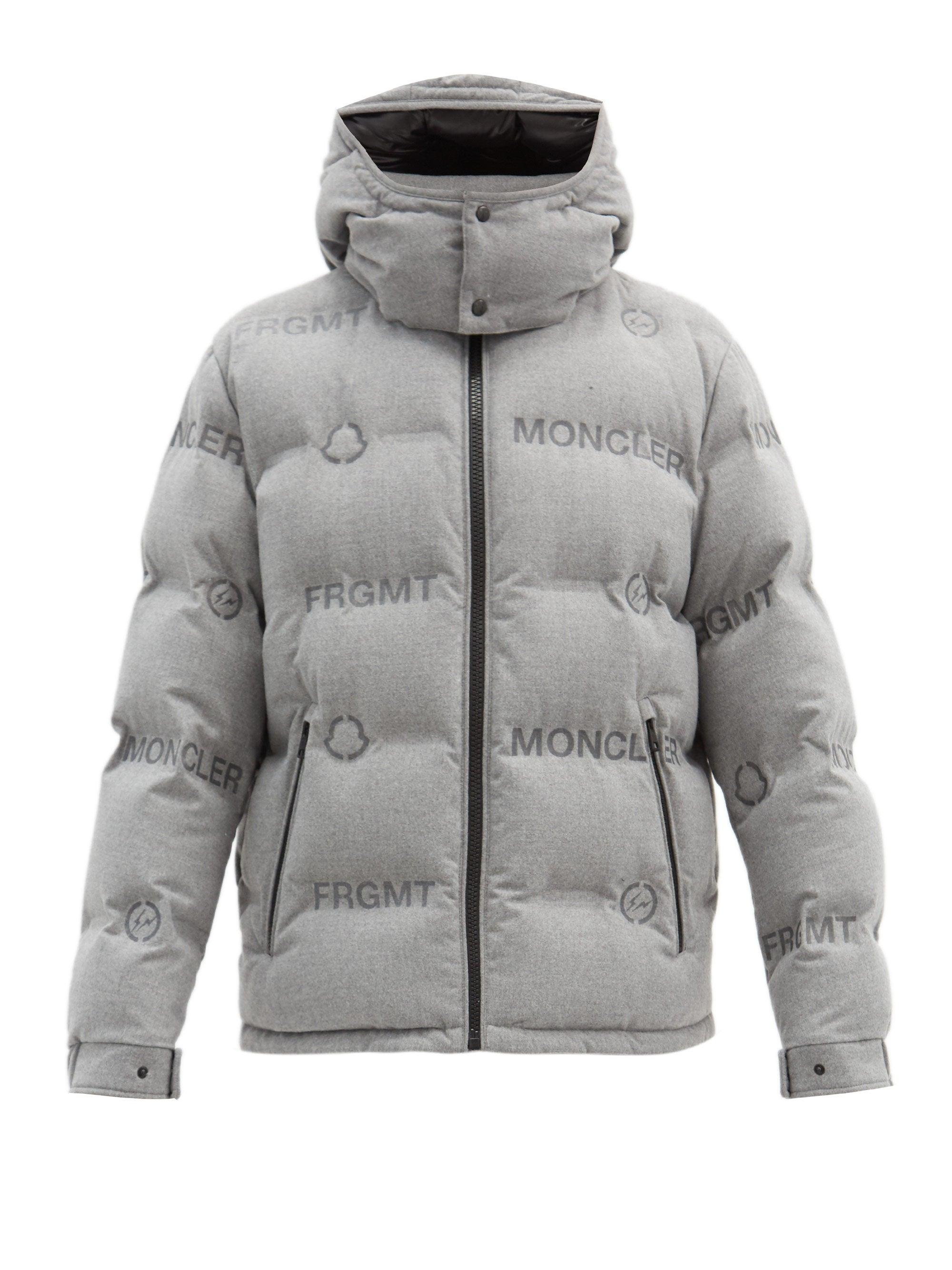 7 MONCLER FRAGMENT Logo-print Quilted Down Jacket in Gray for Men | Lyst