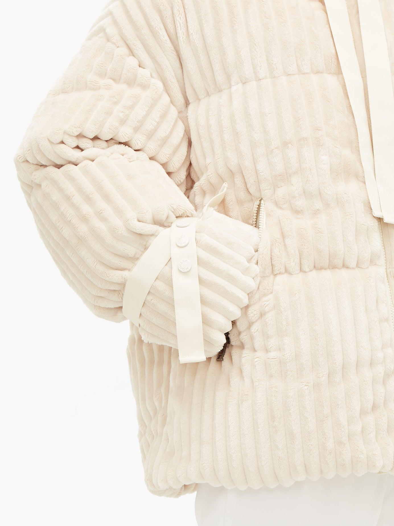 Moncler Loire Hooded Corduroy Velvet Jacket in White | Lyst