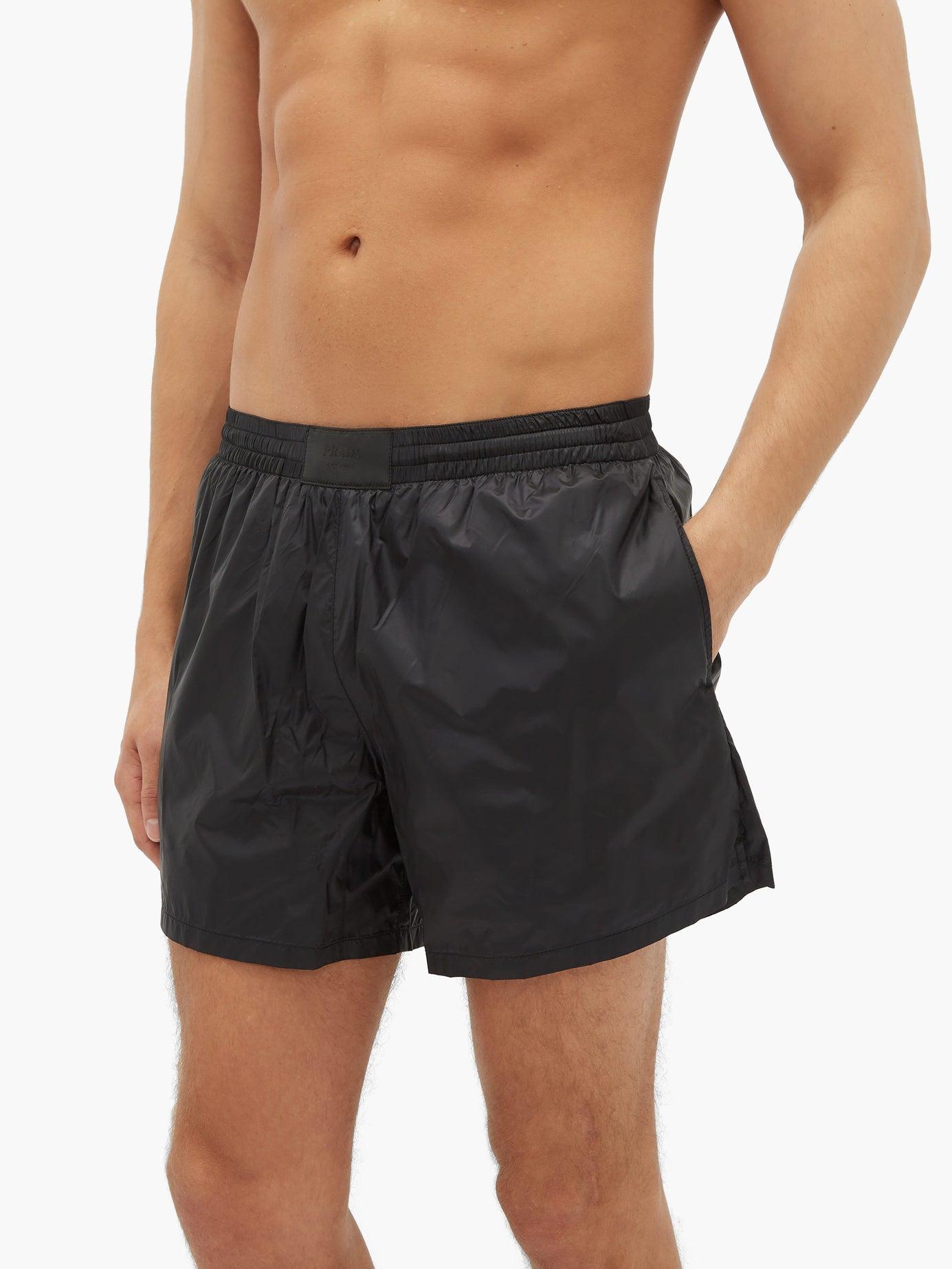 Prada Appliqué Logo Patch Ripstop Swim Shorts in Black for Men - Lyst