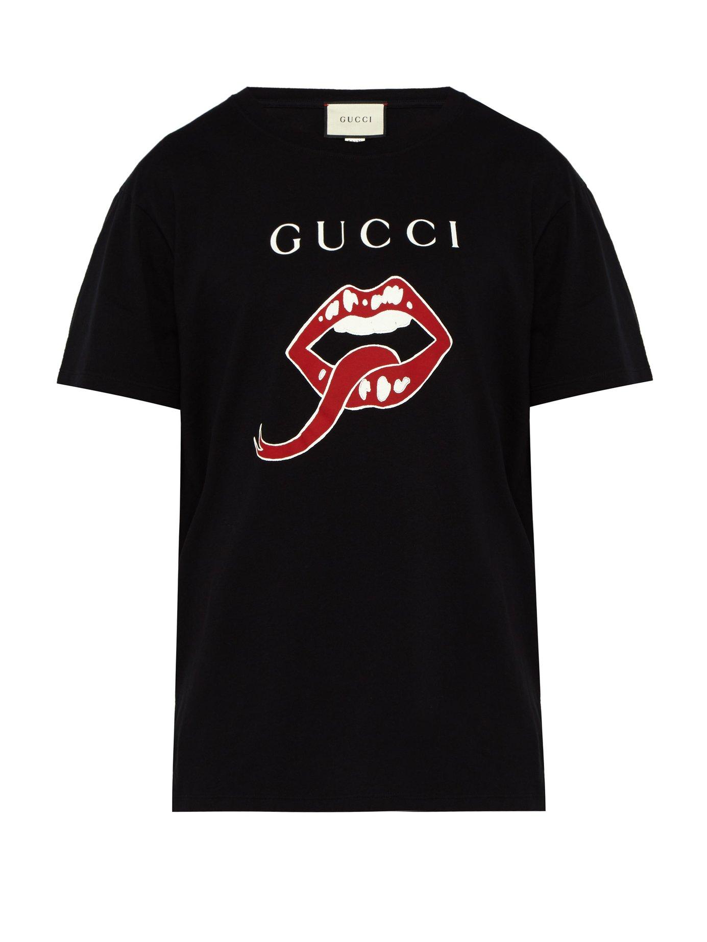 Gucci Mouth And Tongue Print T-shirt in Black for Men | Lyst