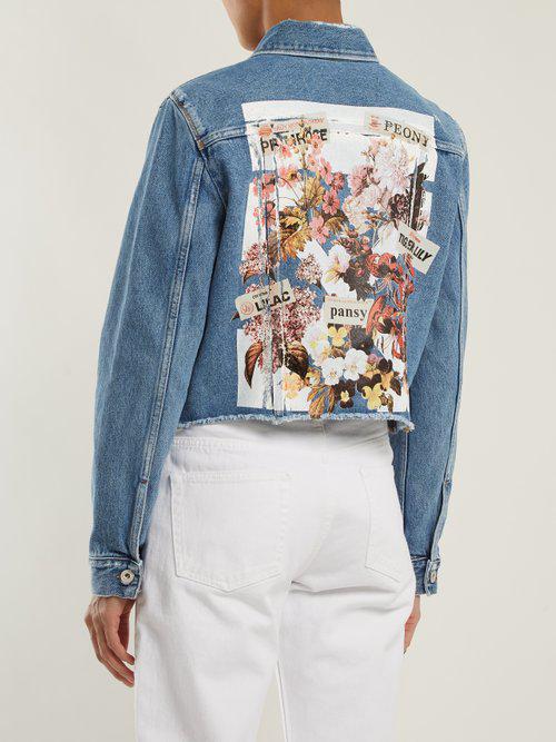 Off-White c/o Flower-print Back Denim Jacket in Blue | Lyst