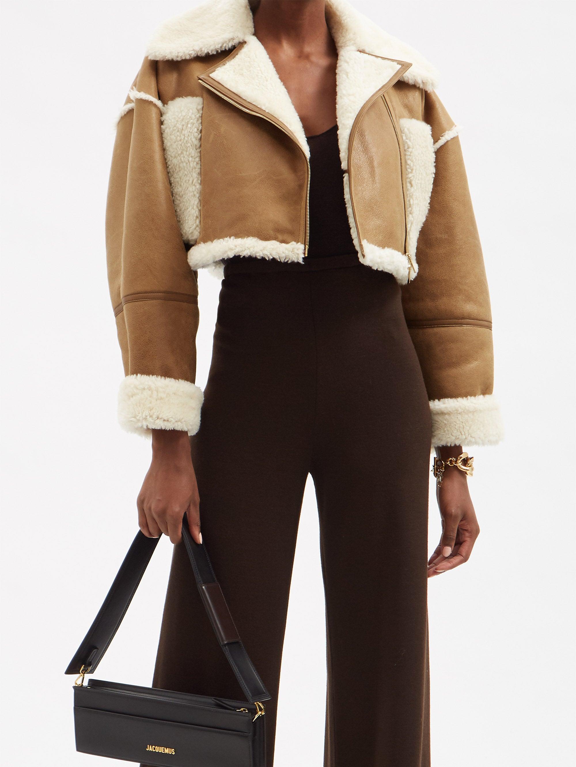 Jacquemus Paio Cropped Shearling-trim Leather Jacket | Lyst