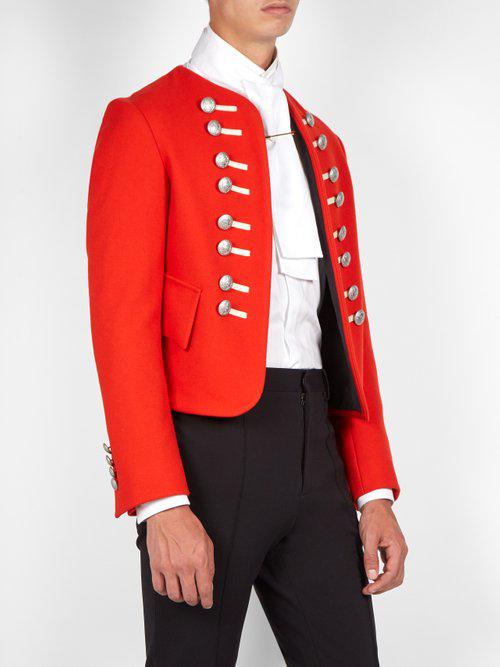 Burberry Button-embellished Wool Military Jacket in Red for Men | Lyst